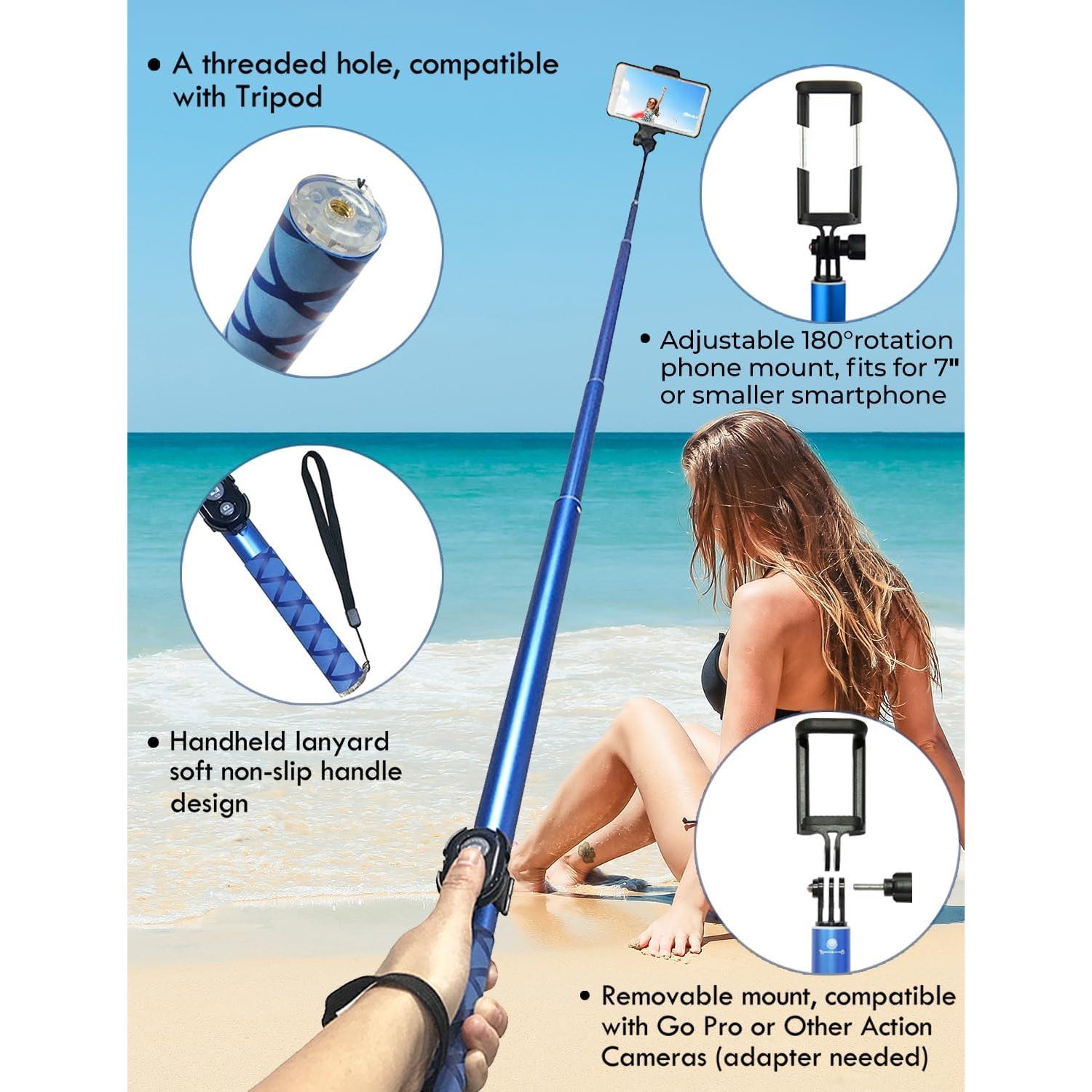 Palo de Selfie Extensible BMZX 3m con Tripode y Control Remoto