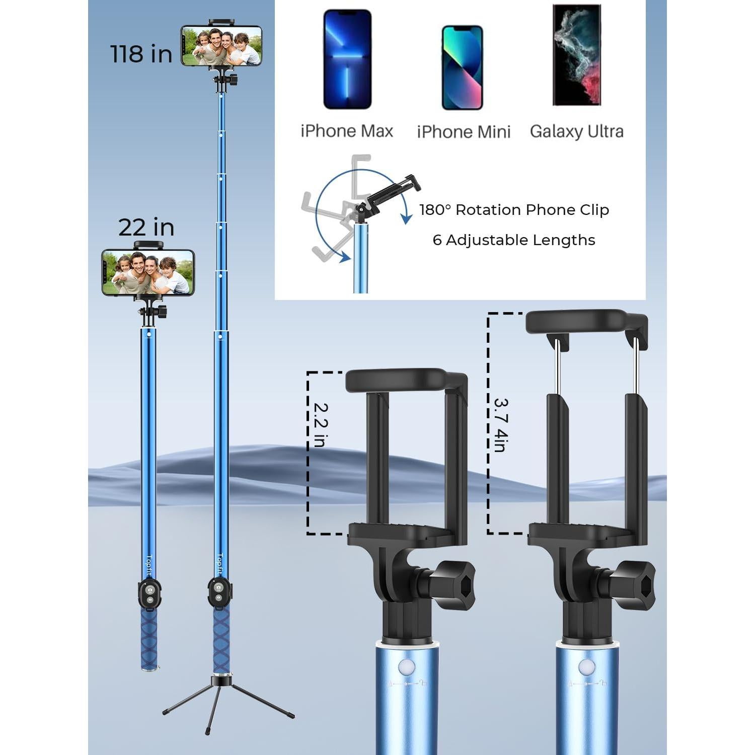 Palo de Selfie Extensible BMZX 3m con Tripode y Control Remoto