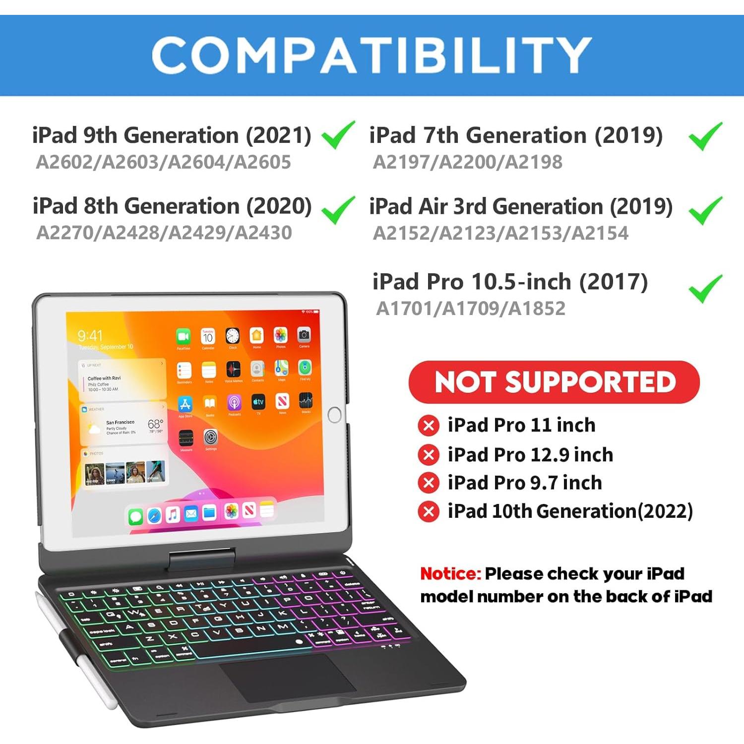 Funda NOKBABO para iPad 9ª Gen con Teclado y Touchpad 360°