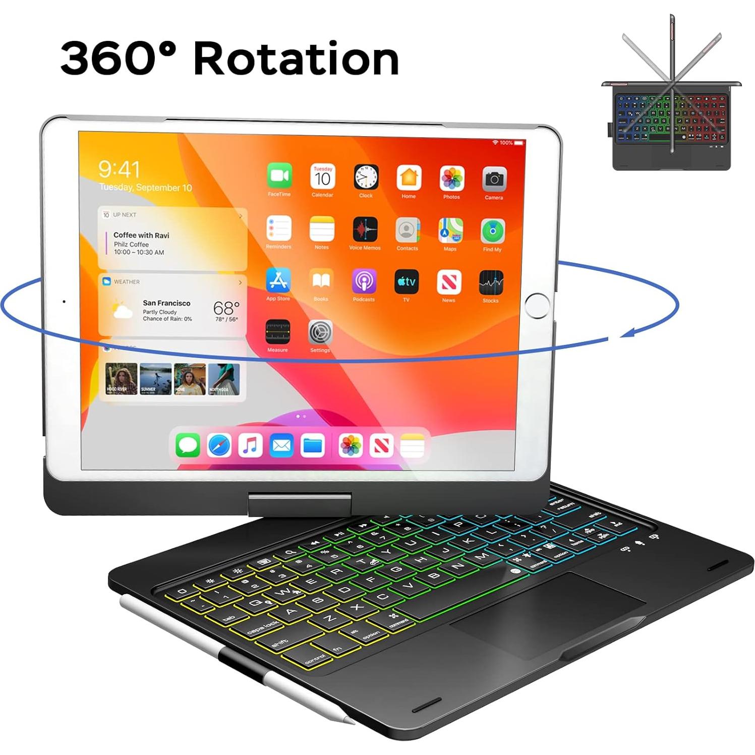 Funda NOKBABO para iPad 9ª Gen con Teclado y Touchpad 360°