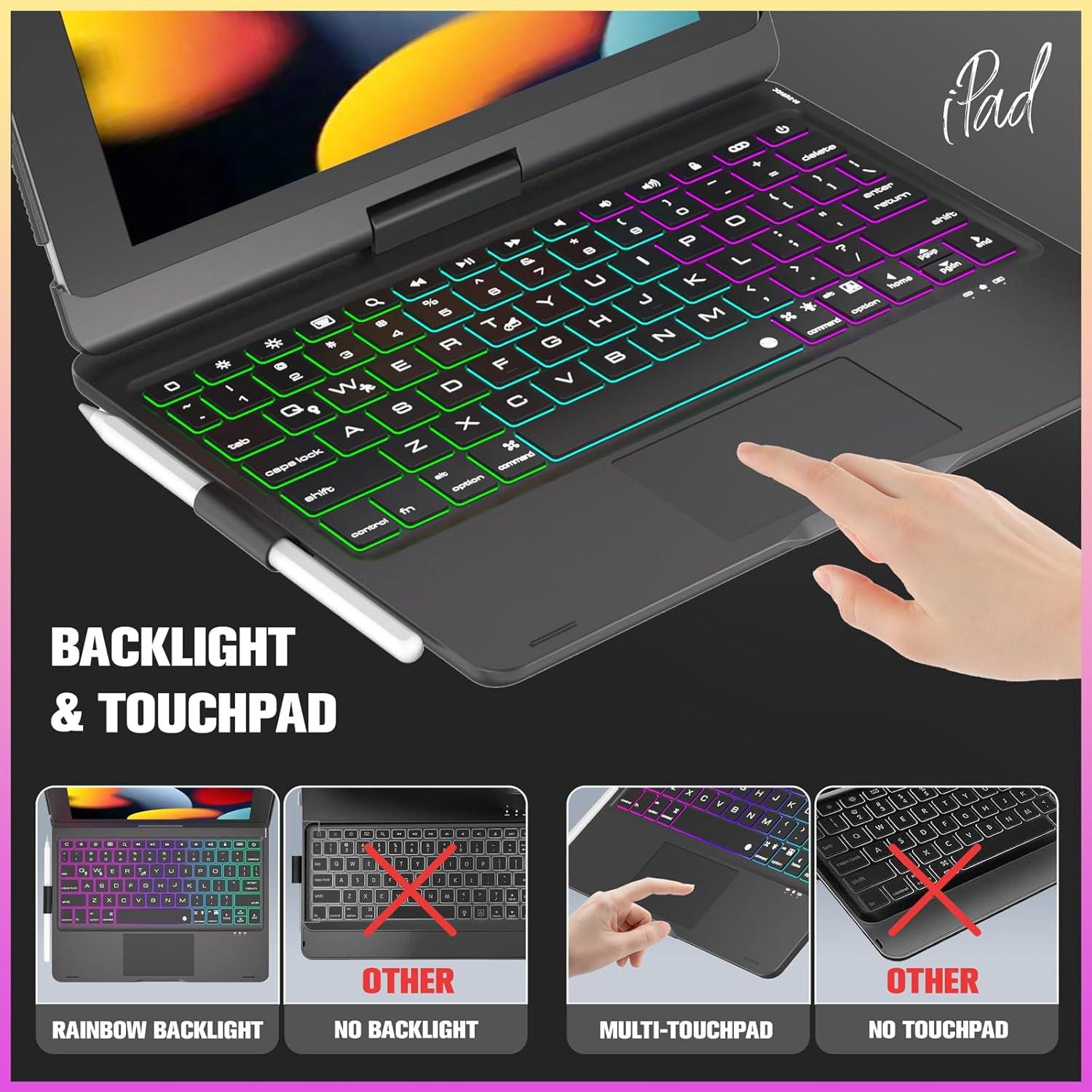 Funda NOKBABO para iPad 9ª Gen con Teclado y Touchpad 360°