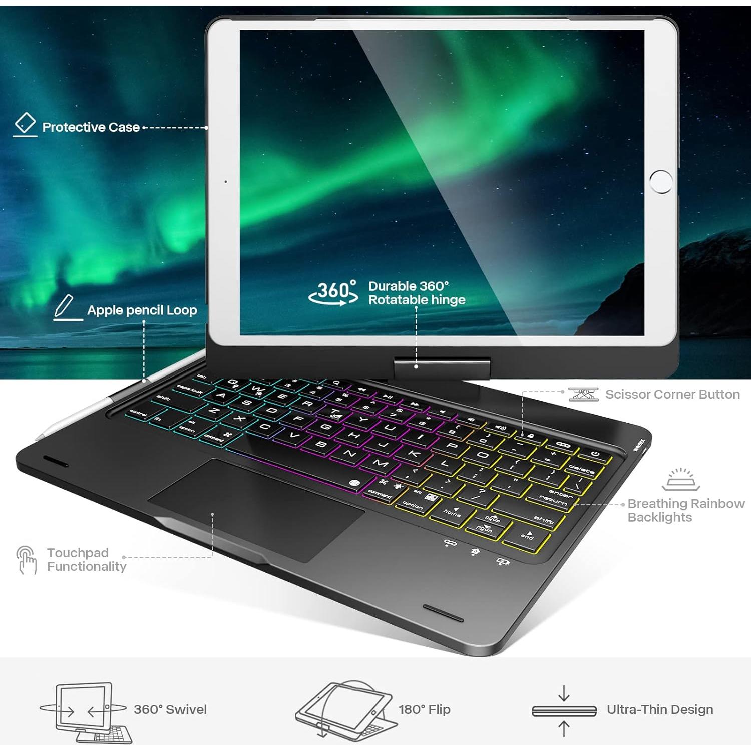 Funda NOKBABO para iPad 9ª Gen con Teclado y Touchpad 360°