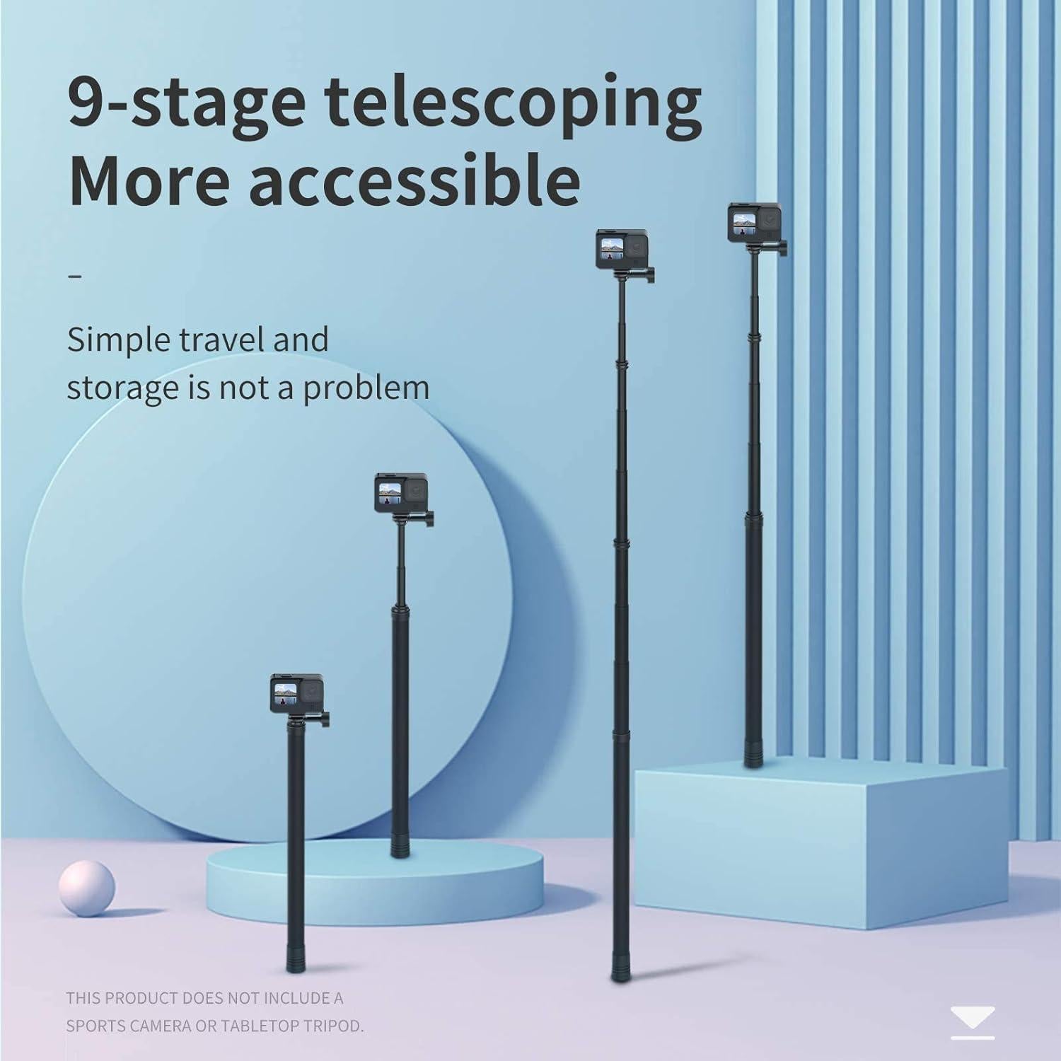 Palo de Selfie TELESIN 3M Fibra de Carbono para GoPro e Insta360