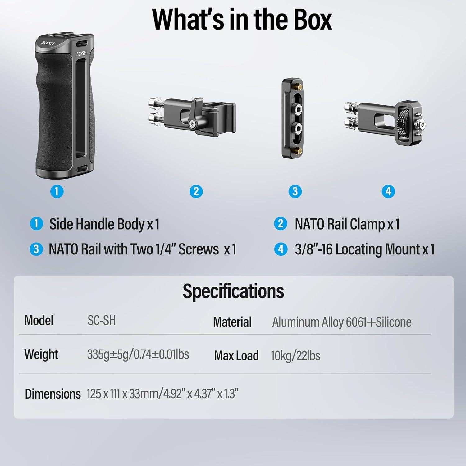Mango Lateral SIRUI SC-SH para Jaula de Cámara, Aluminio