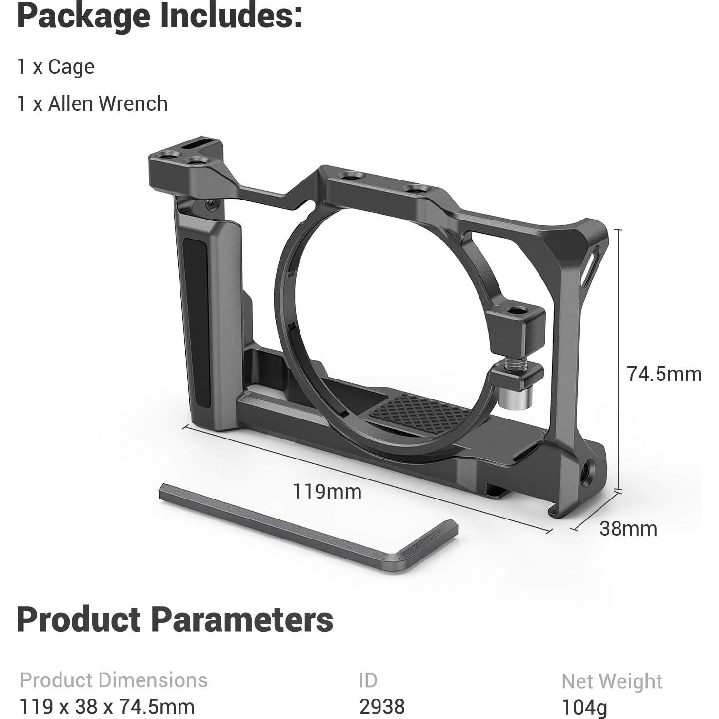 Cage para cámara SmallRig 2938 para Sony ZV-1 II/F/F, negro