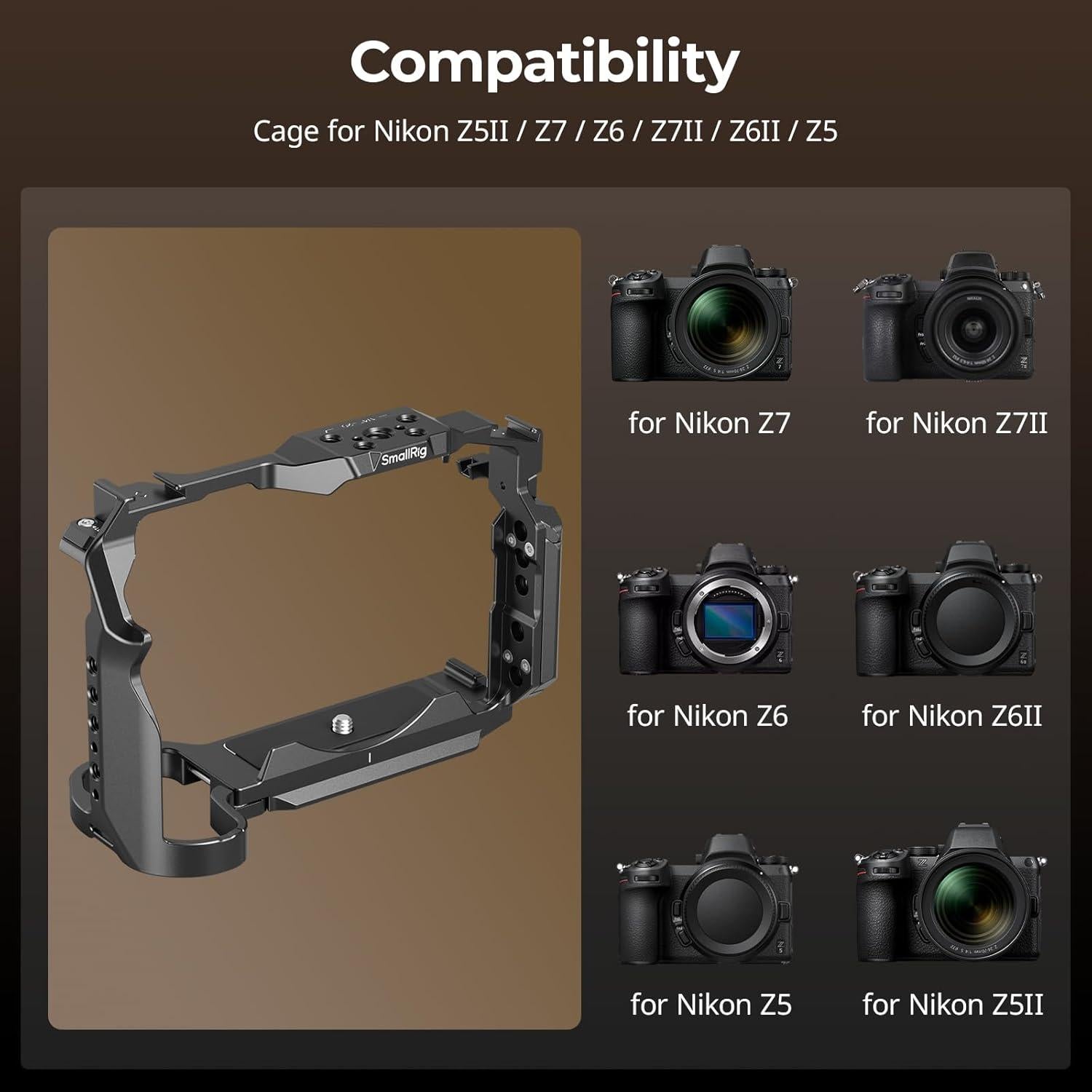 Jaula de cámara SmallRig 5257 para Nikon Z5 II, Z5, Z6, Z6II, Z7, Z7II