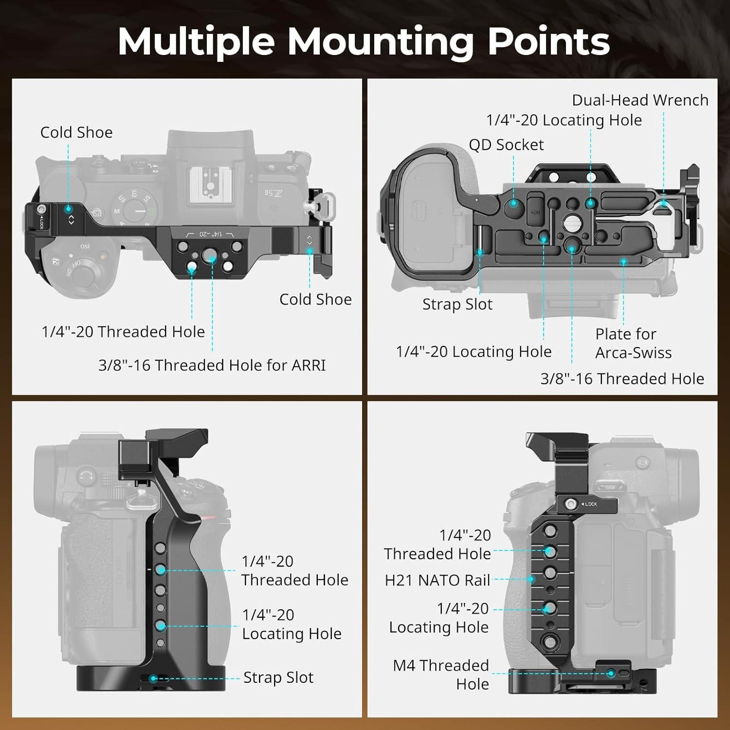 Jaula de cámara SmallRig 5257 para Nikon Z5 II, Z5, Z6, Z6II, Z7, Z7II