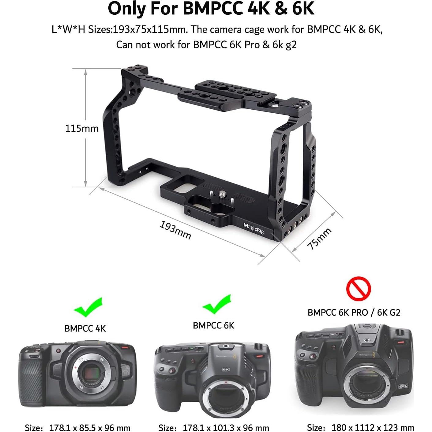 Jaula Completa MAGICRIG para BMPCC 4K y 6K con Mango y Soporte SSD