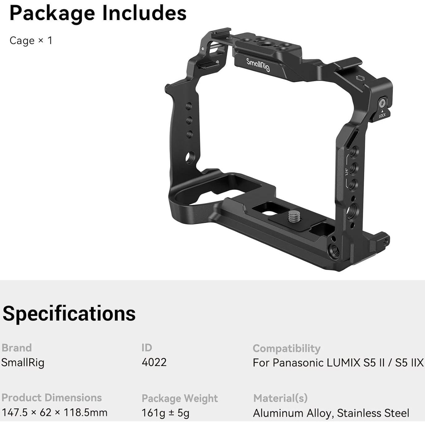 Cage SmallRig 4022 para Panasonic LUMIX G9 II/S5 II/S5 IIX