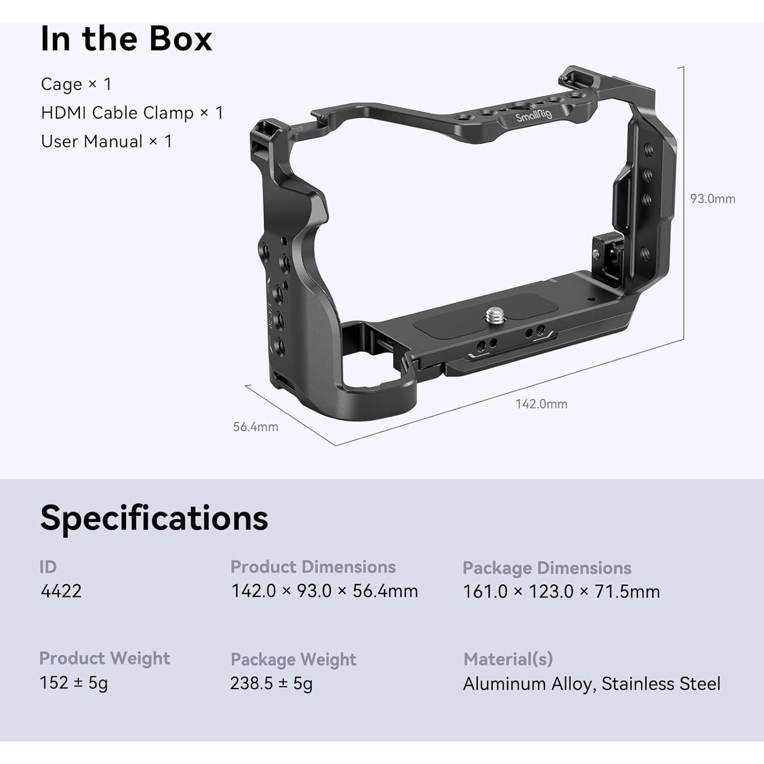 Jaula SmallRig 4422 para Sony A7C II / A7CR con soporte HDMI
