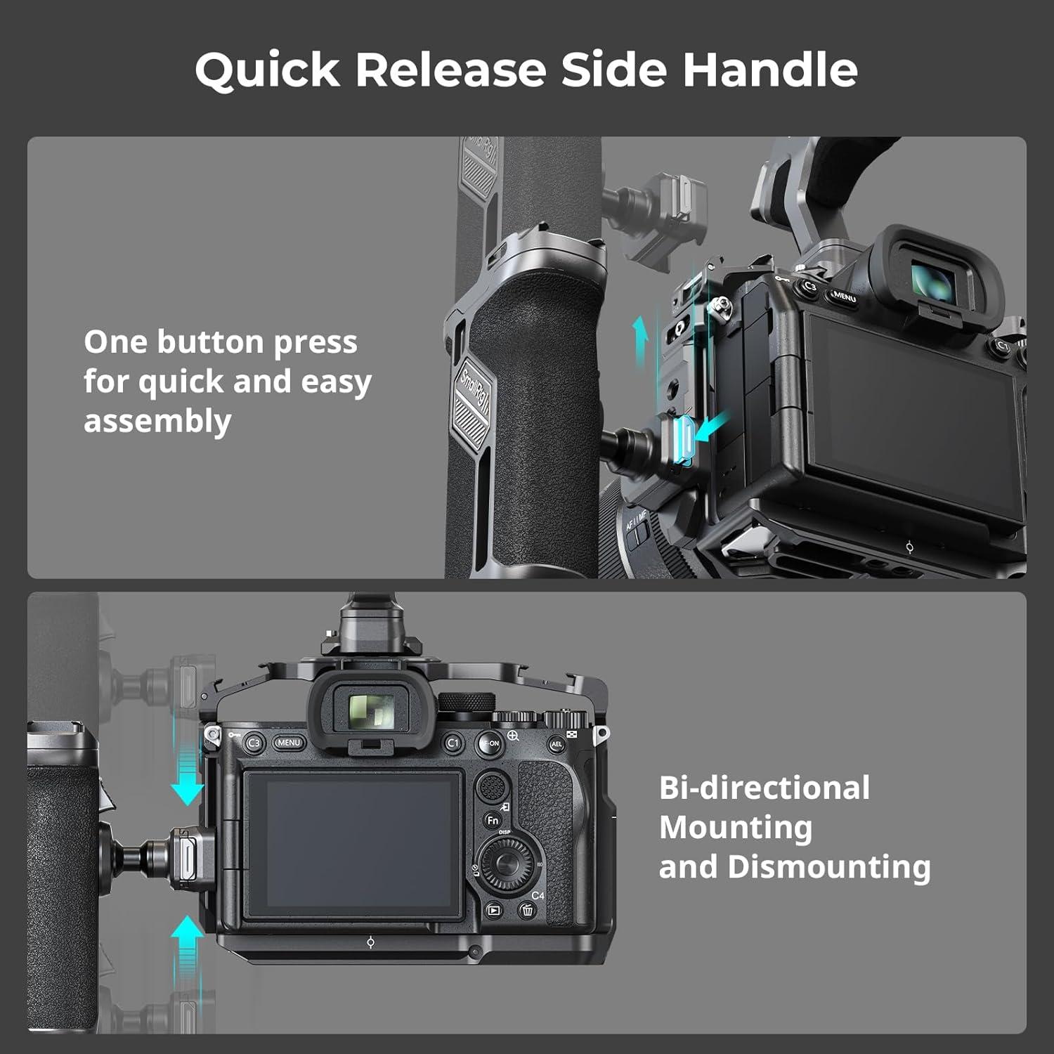 Mango Lateral Giratorio SmallRig 4485 con Riel NATO 15kg