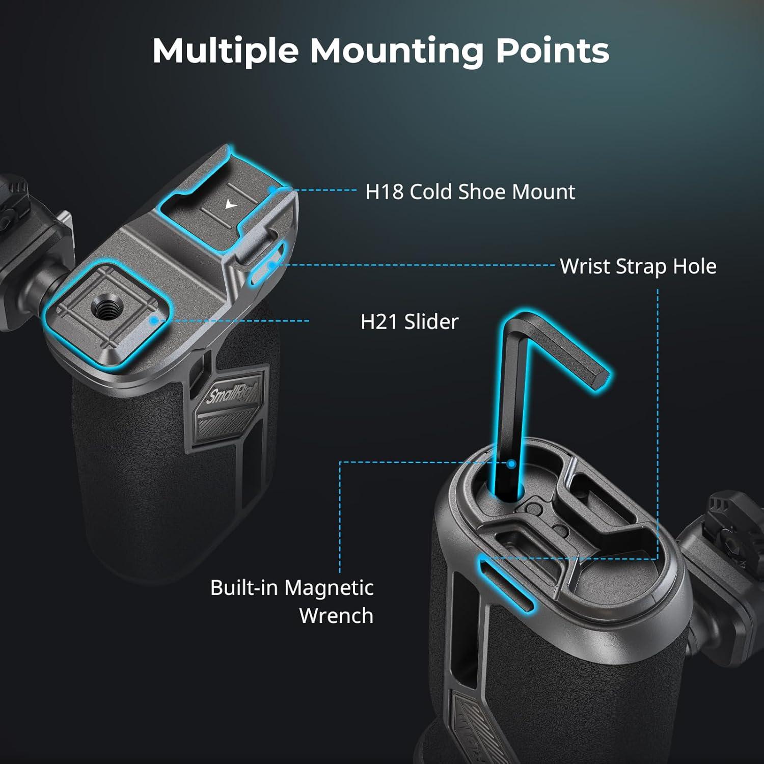 Mango Lateral Giratorio SmallRig 4485 con Riel NATO 15kg