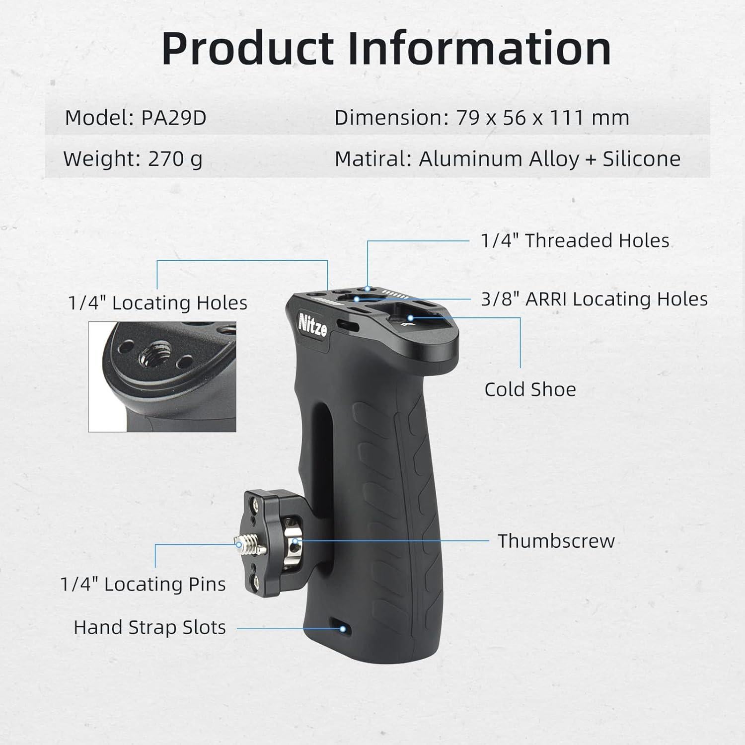 Mango Lateral Ergonómico Nitze PA29D Ajustable Aluminio