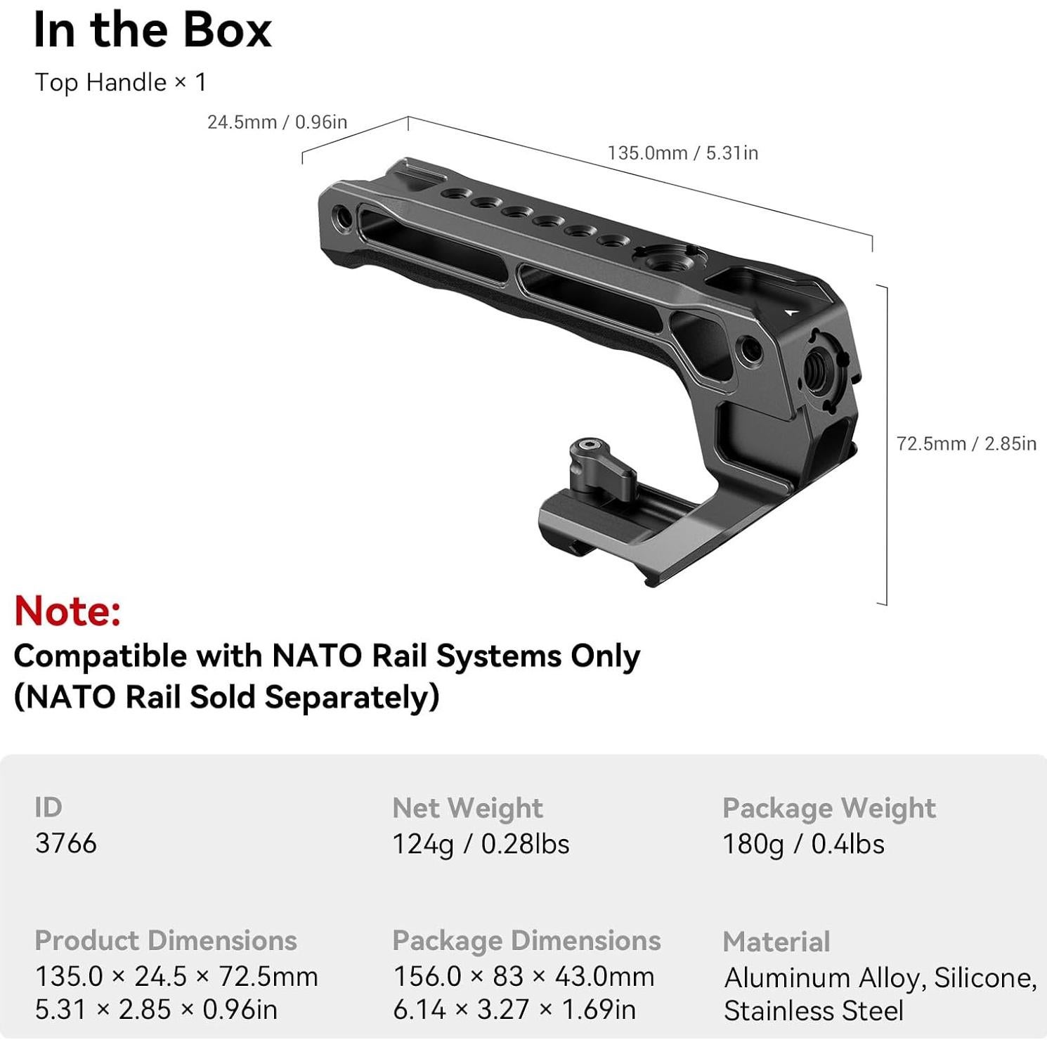 Mango Superior NATO SmallRig 3766 para Jaula de Cámara DSLR