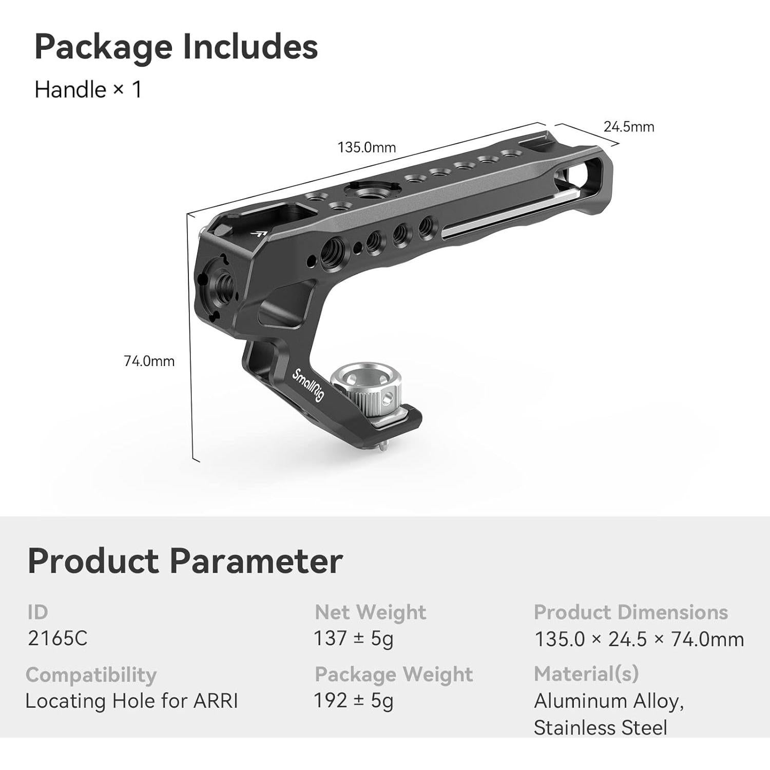 Mango Superior Ergonomico SMALLRIG 2165C para Jaula de Cámara