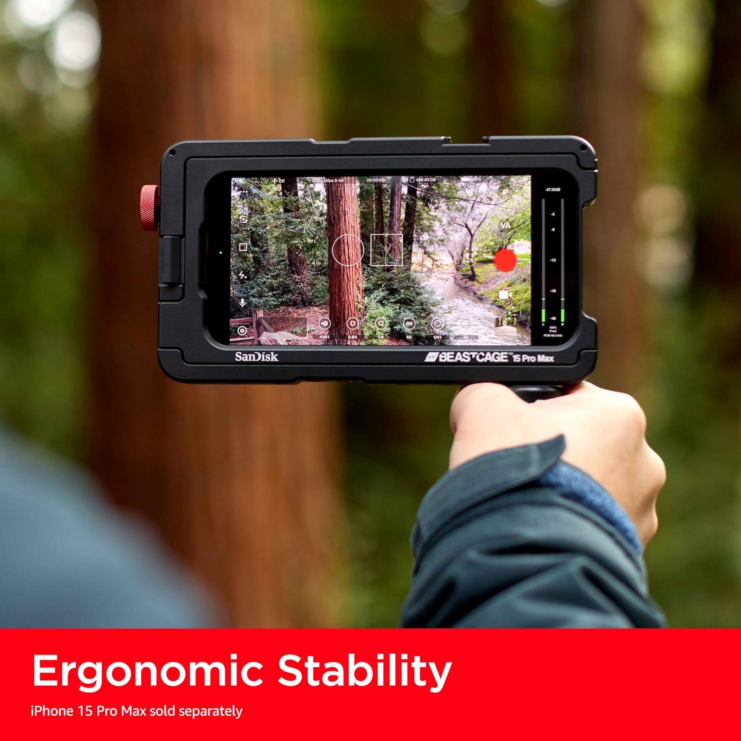Kit Creador Beastgrip x SanDisk para iPhone 15 Pro Max - Jaula, Mango y Soporte SSD