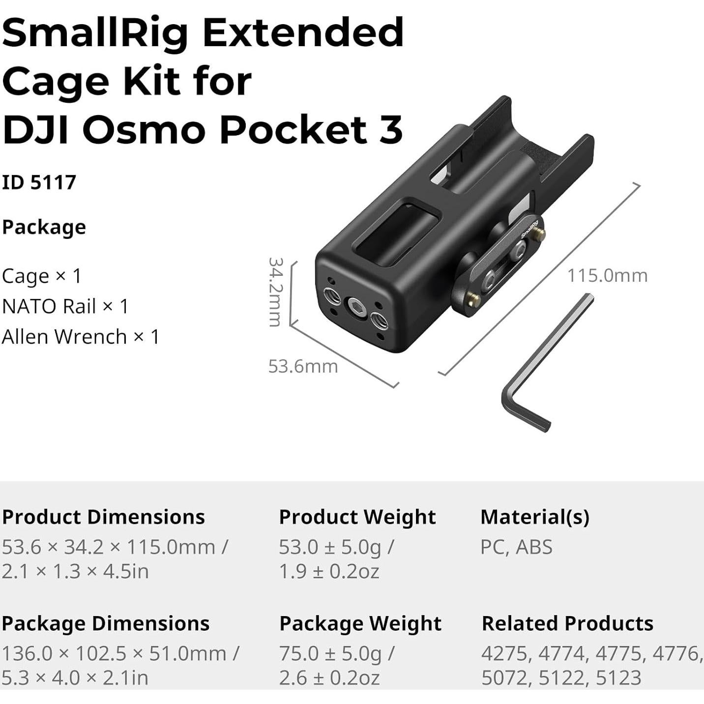 Adaptador de Expansión SmallRig 5117 para DJI Osmo Pocket 3