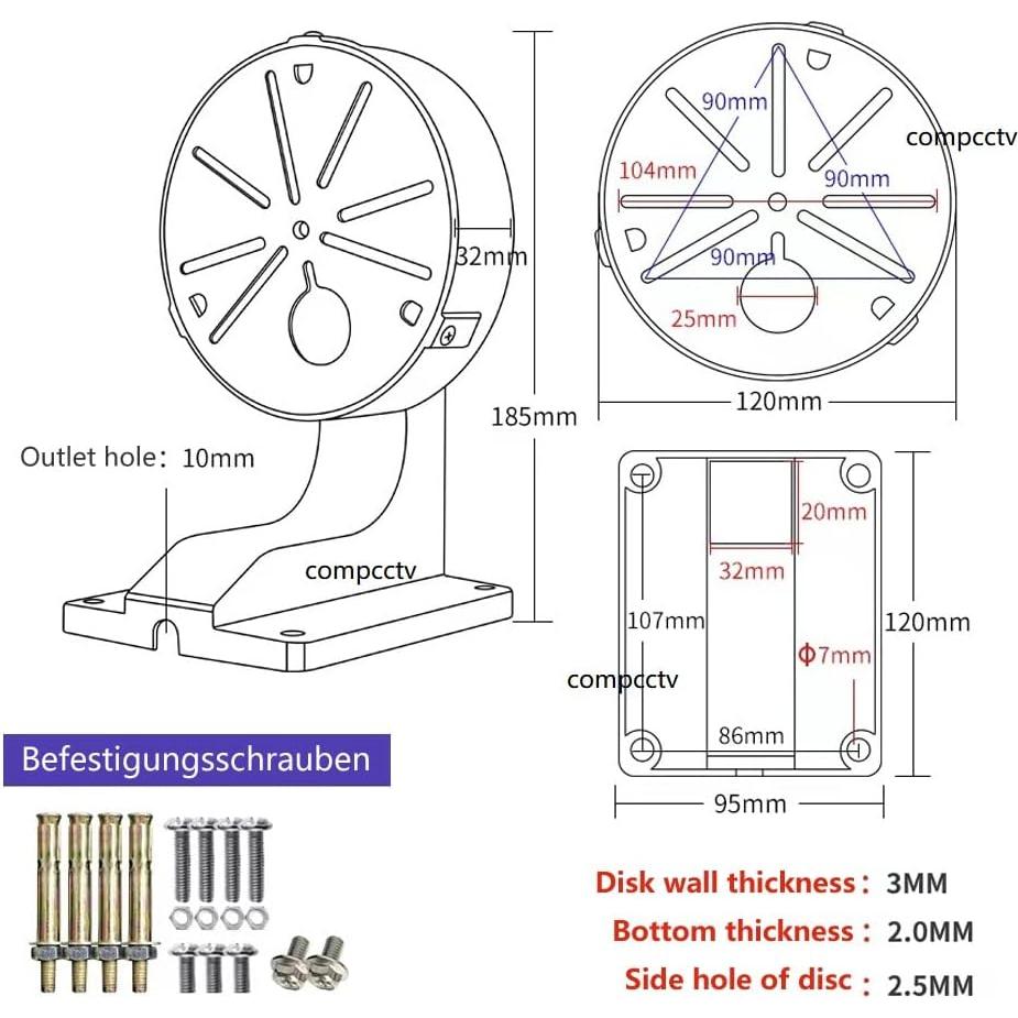 Soporte de Cámara de Seguridad Aluminio CompCCTV L52 18.29 cm