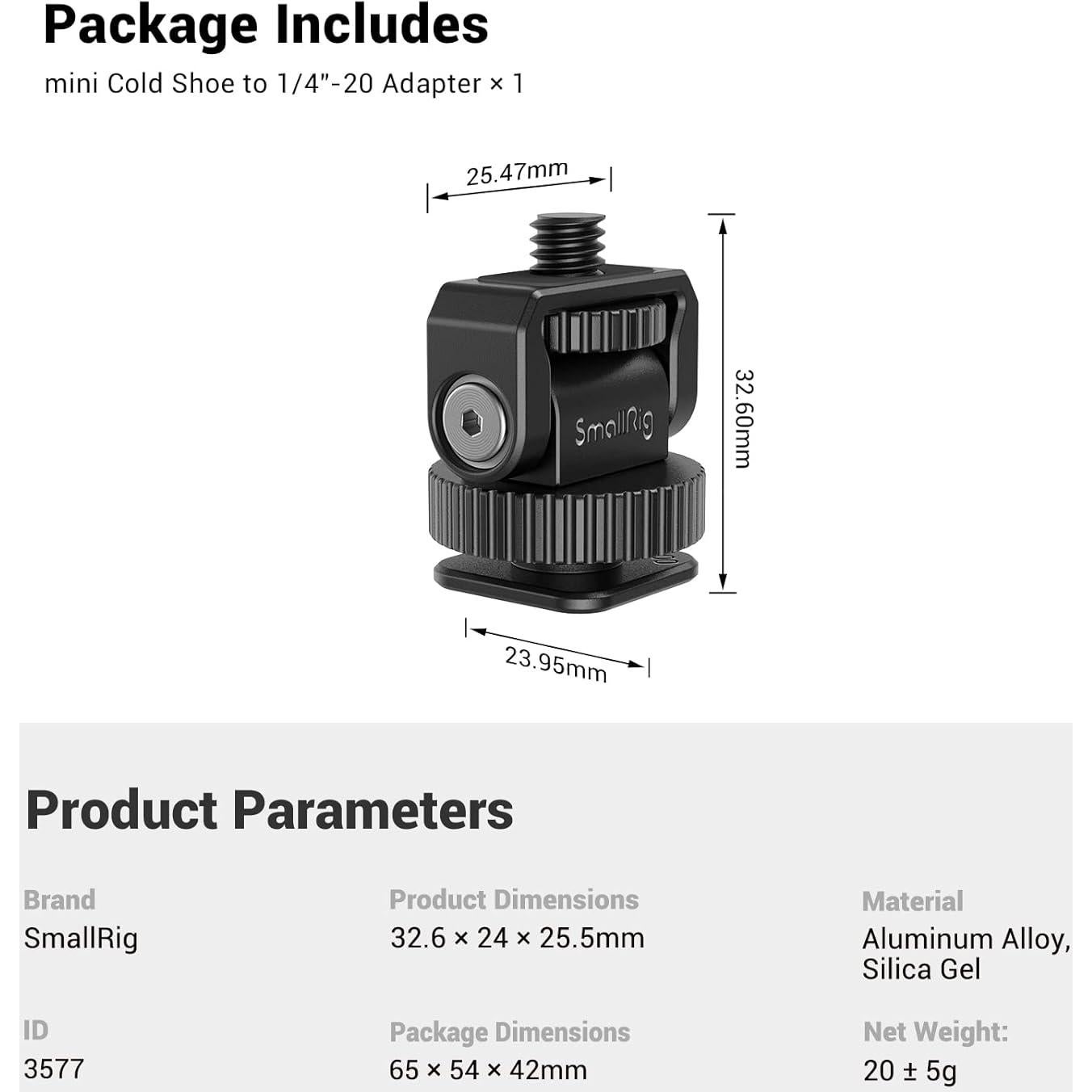 Adaptador de Montaje en Zapata Fría Mini SmallRig 3577