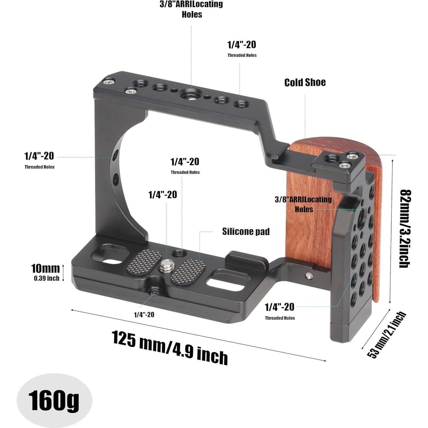 Jaula de Cámara Hersmay ZV-E10 con Mango de Madera 160g