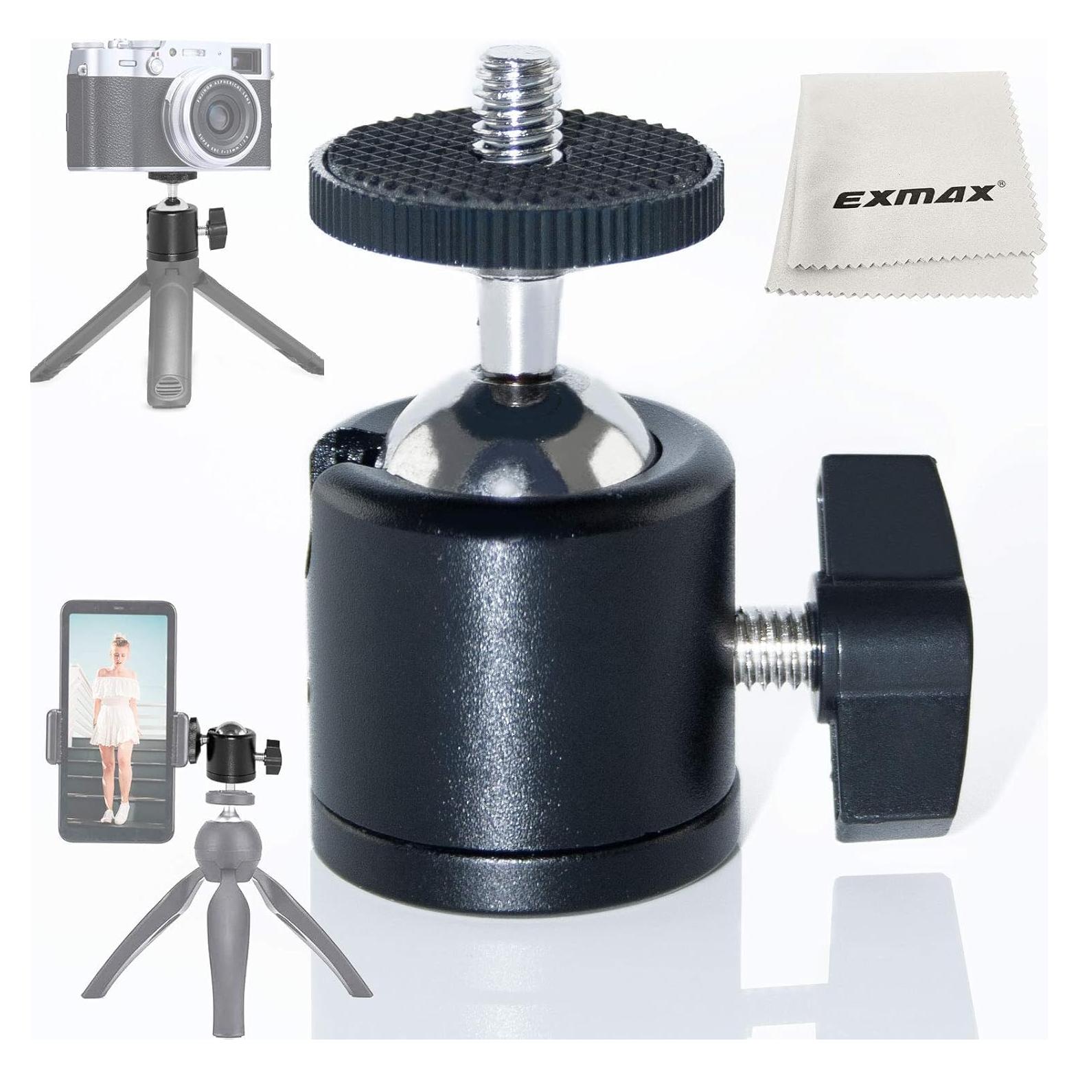 Soporte de cámara en L EXMAX con mini trípode y cabezal 360°