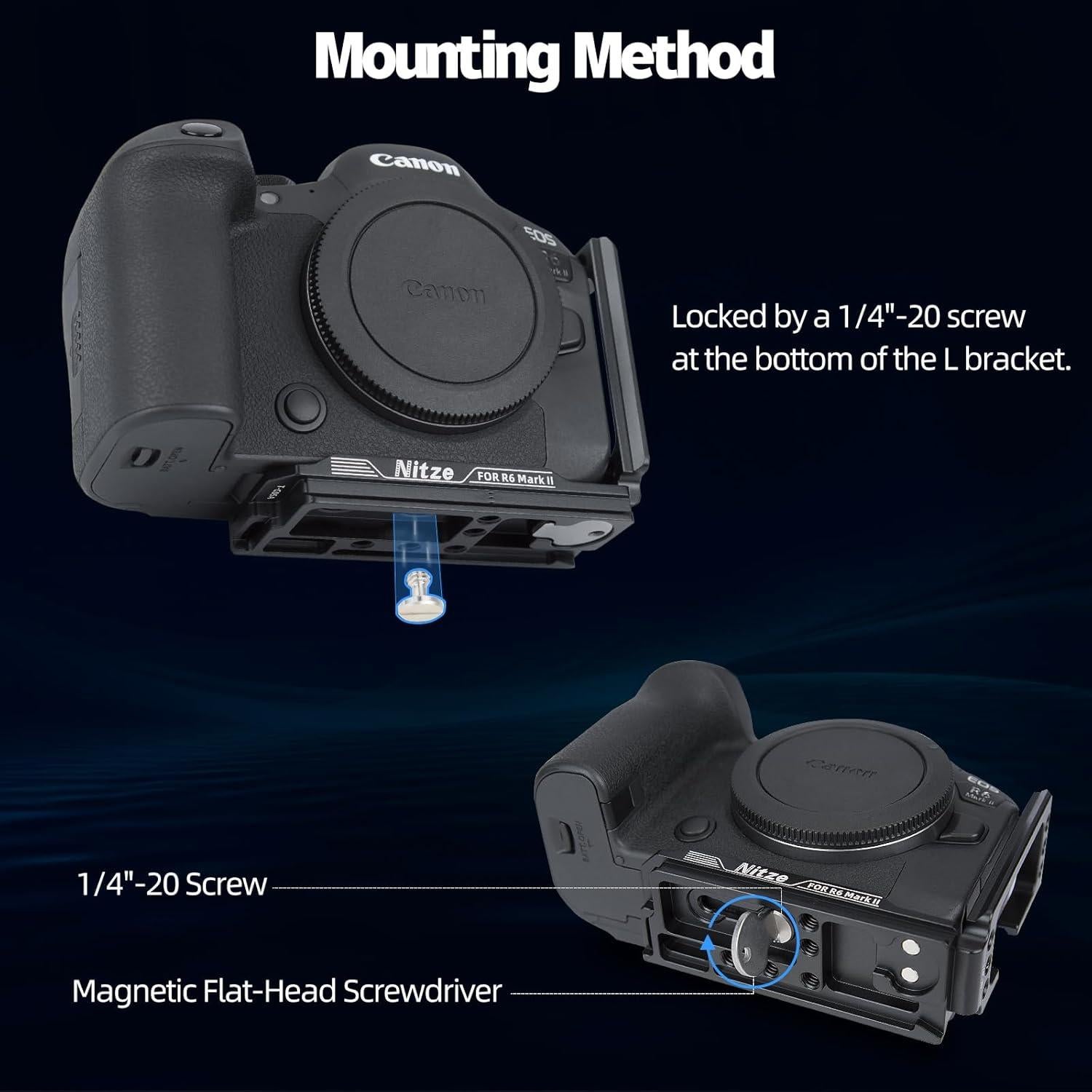 Soporte en L Nitze T-C05A para Canon R6 Mark II/R6/R5C/R5