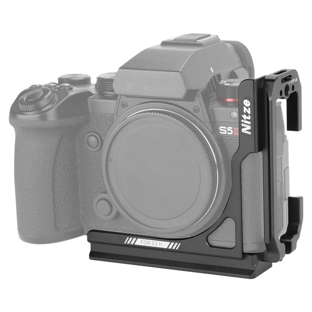 Nitze L Bracket for Panasonic S5 II / S5 IIX Camera, with Built-in Arca-Type Quick Release Plates, 1/4" Locaiting Hole and Threaded Holes, Compatible with DJI Stabilizers - T-P04A