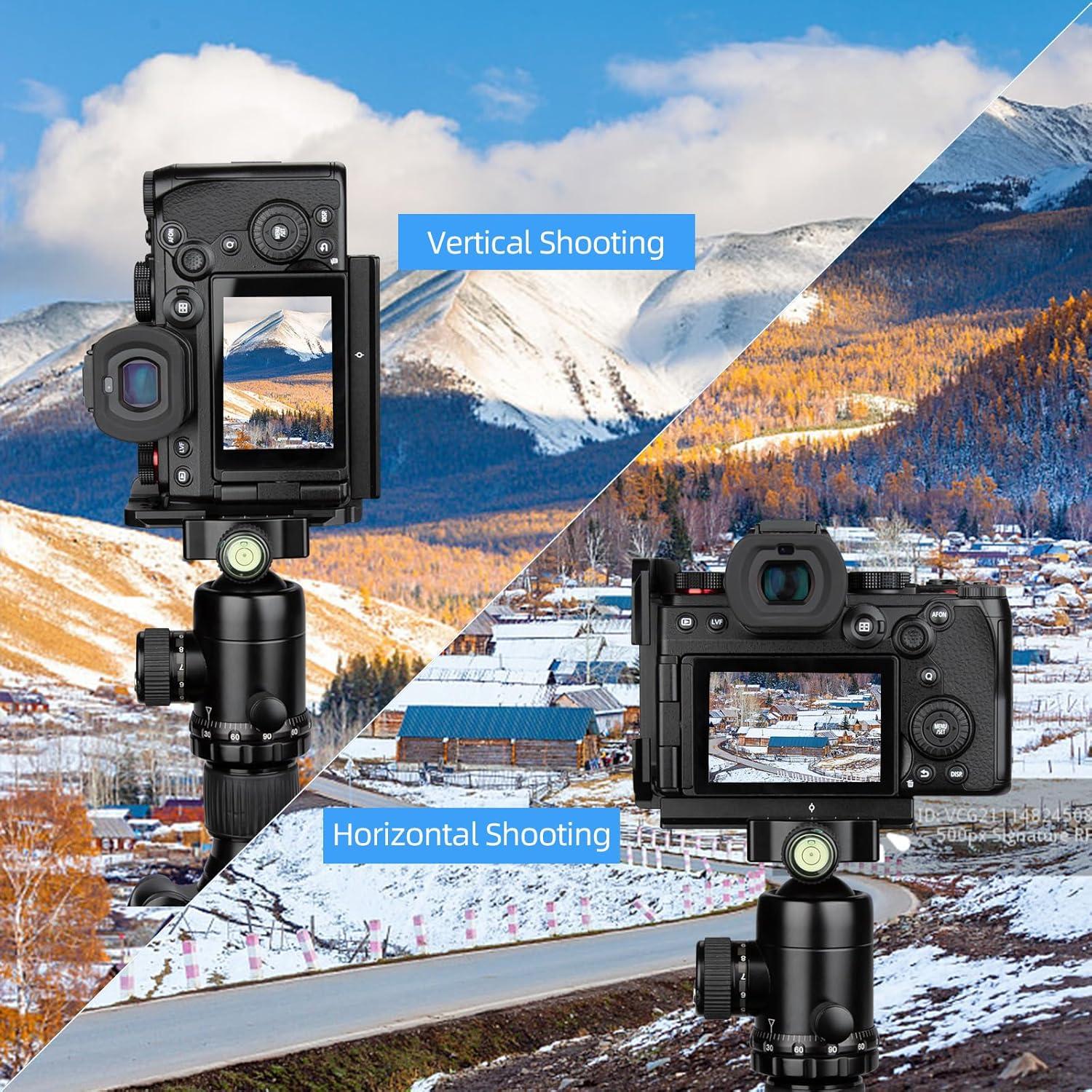 Nitze L Bracket for Panasonic S5 II / S5 IIX Camera, with Built-in Arca-Type Quick Release Plates, 1/4" Locaiting Hole and Threaded Holes, Compatible with DJI Stabilizers - T-P04A