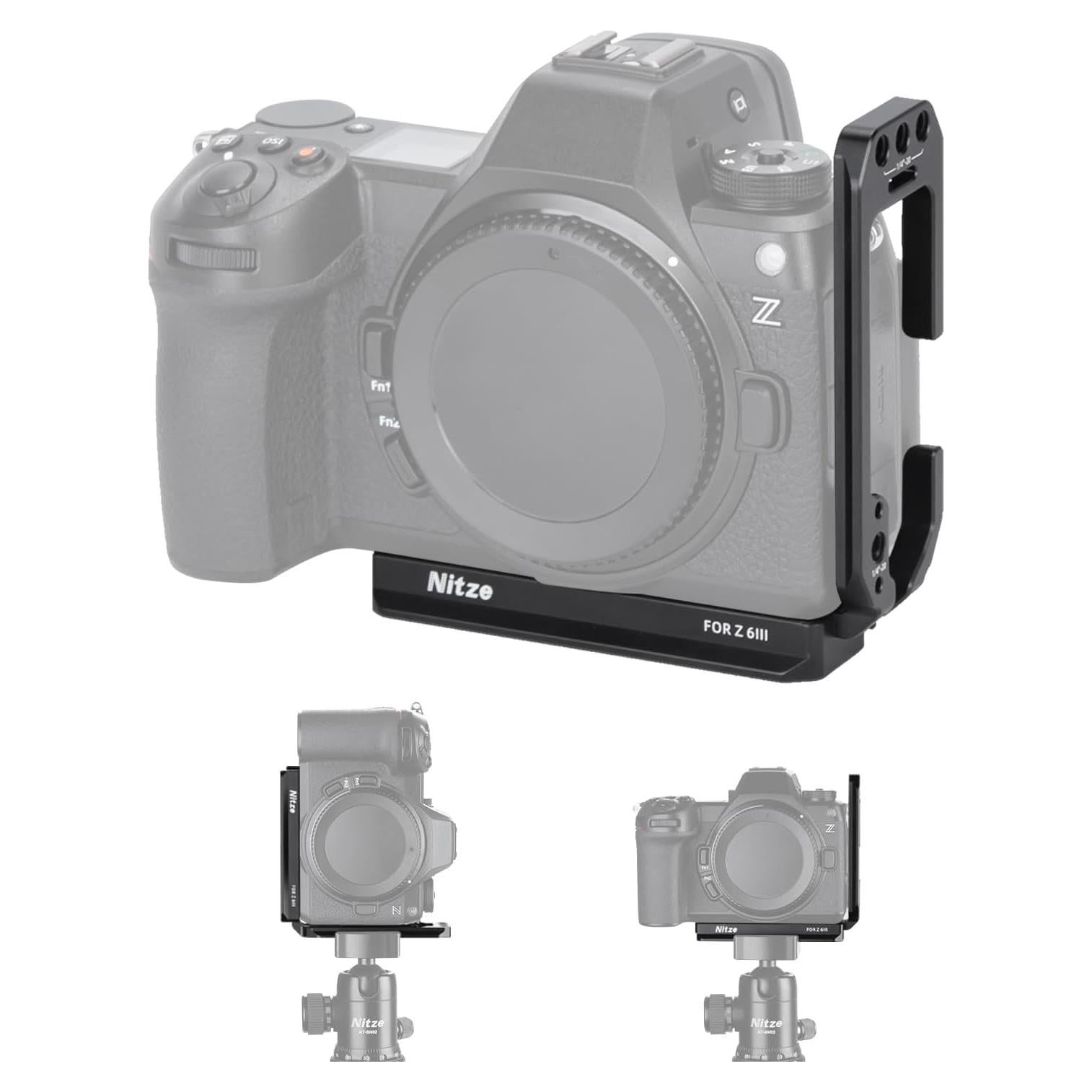 Soporte en L Nitze T-N04A para cámara Nikon Z6 III con placas Arca
