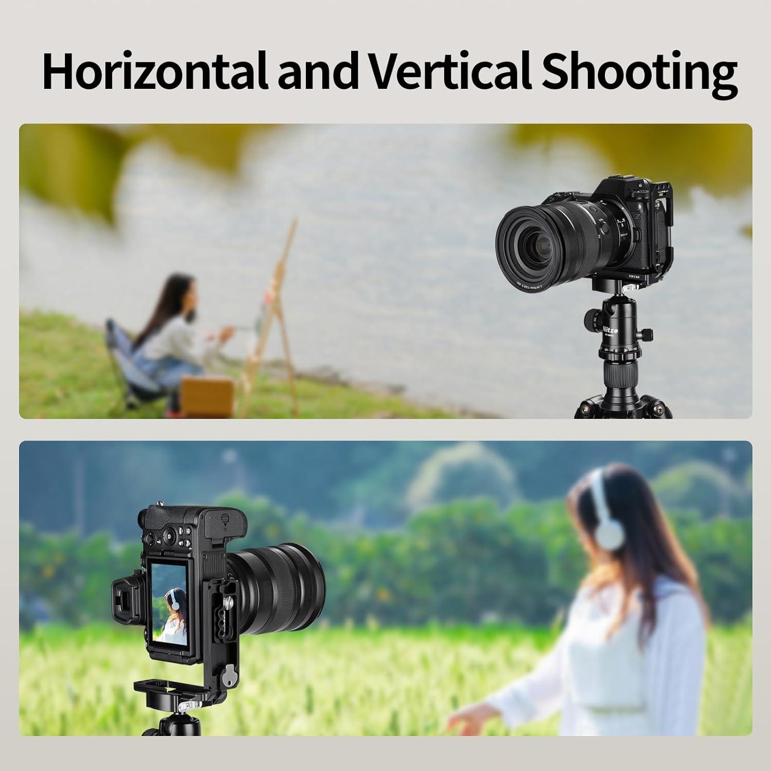 Soporte en L Nitze T-N04A para cámara Nikon Z6 III con placas Arca