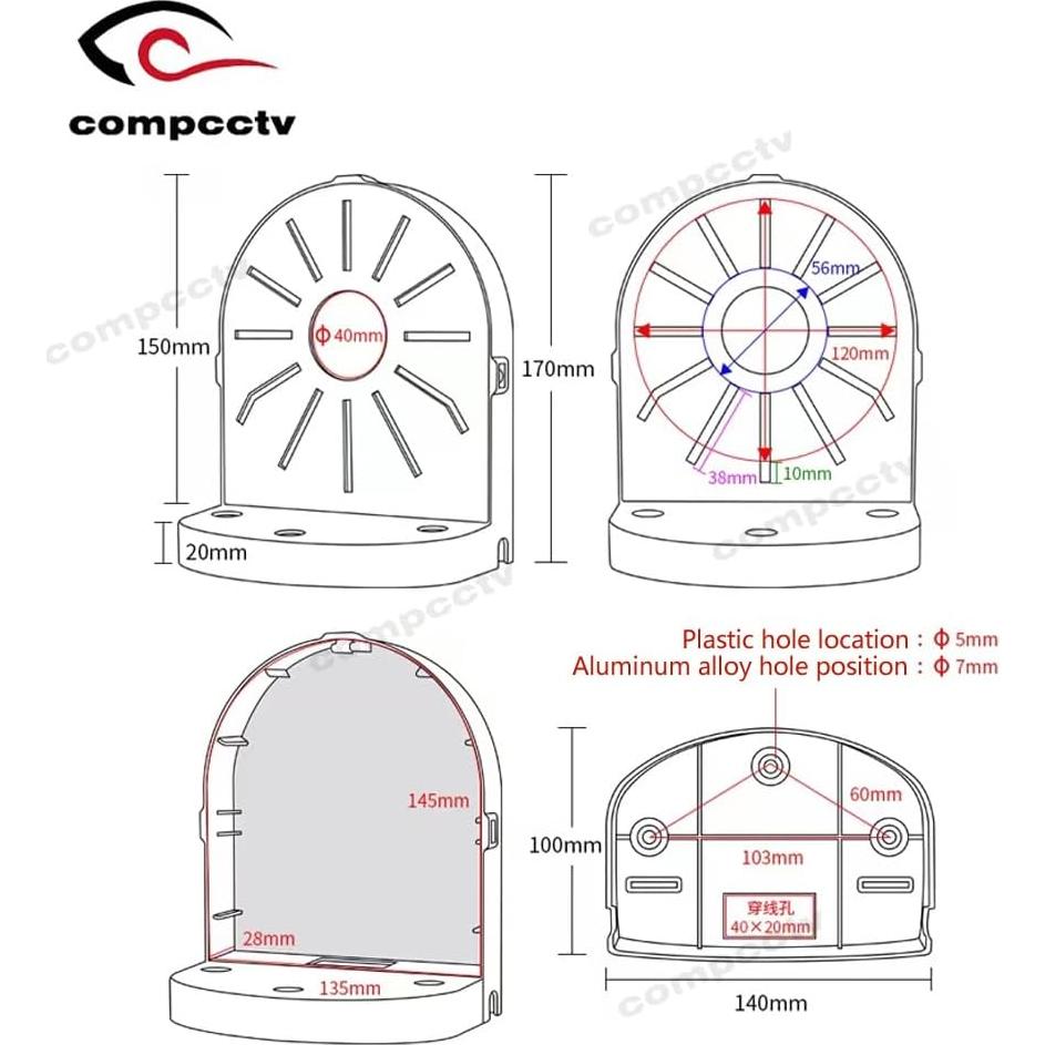 Soporte de Cámara de Seguridad Aluminio CompCCTV L53 15kg