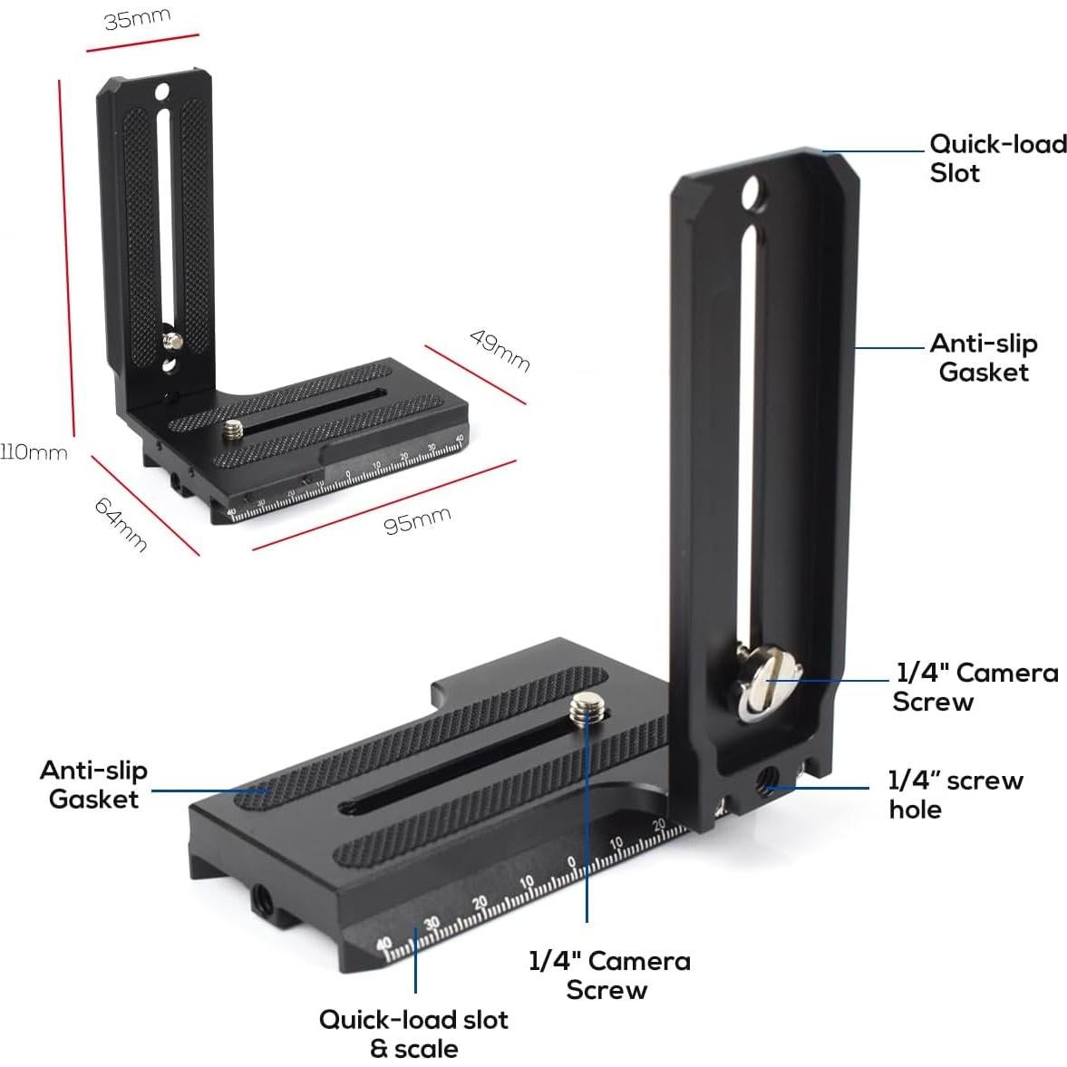 Placa de Liberación Rápida en L Aluminio EaxanPic para Zhiyun Weebill-S