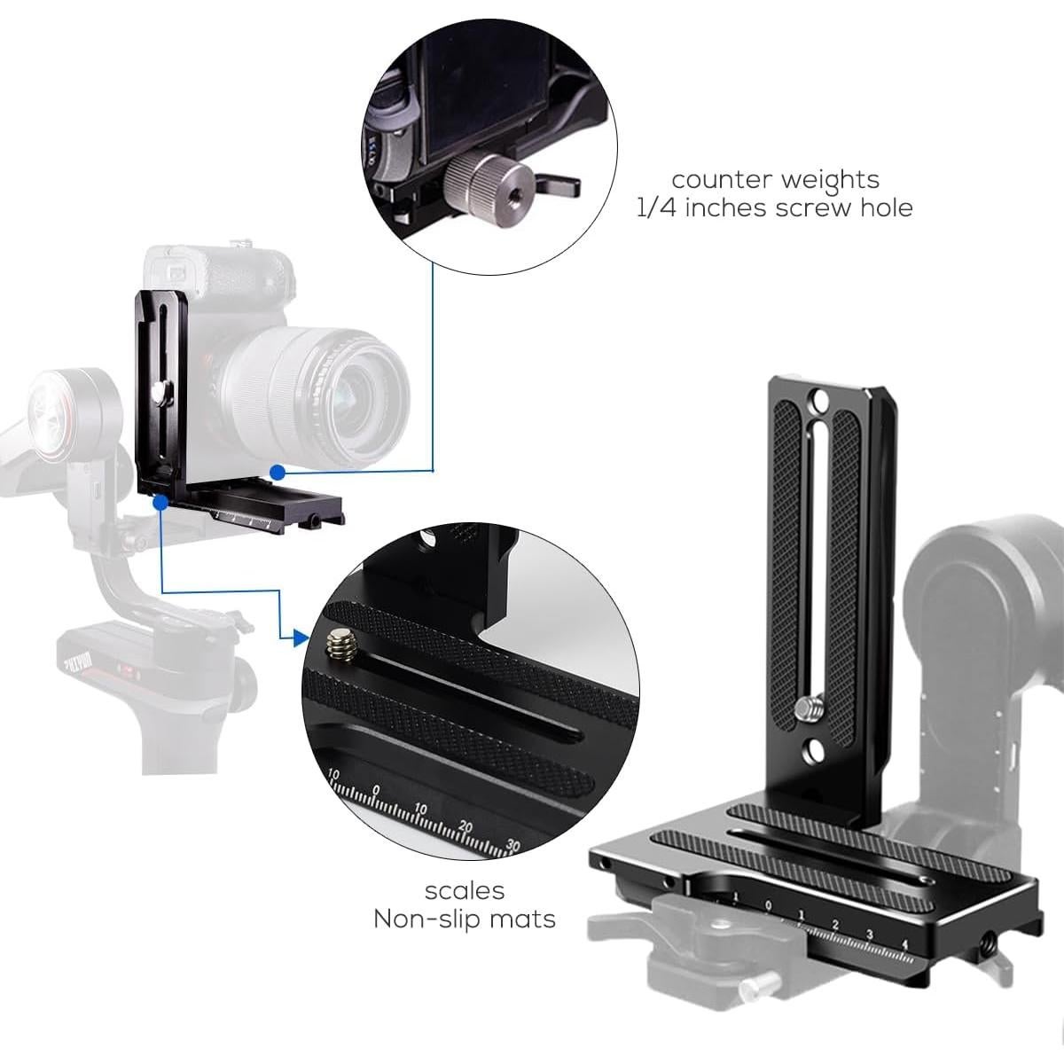 Placa de Liberación Rápida en L Aluminio EaxanPic para Zhiyun Weebill-S