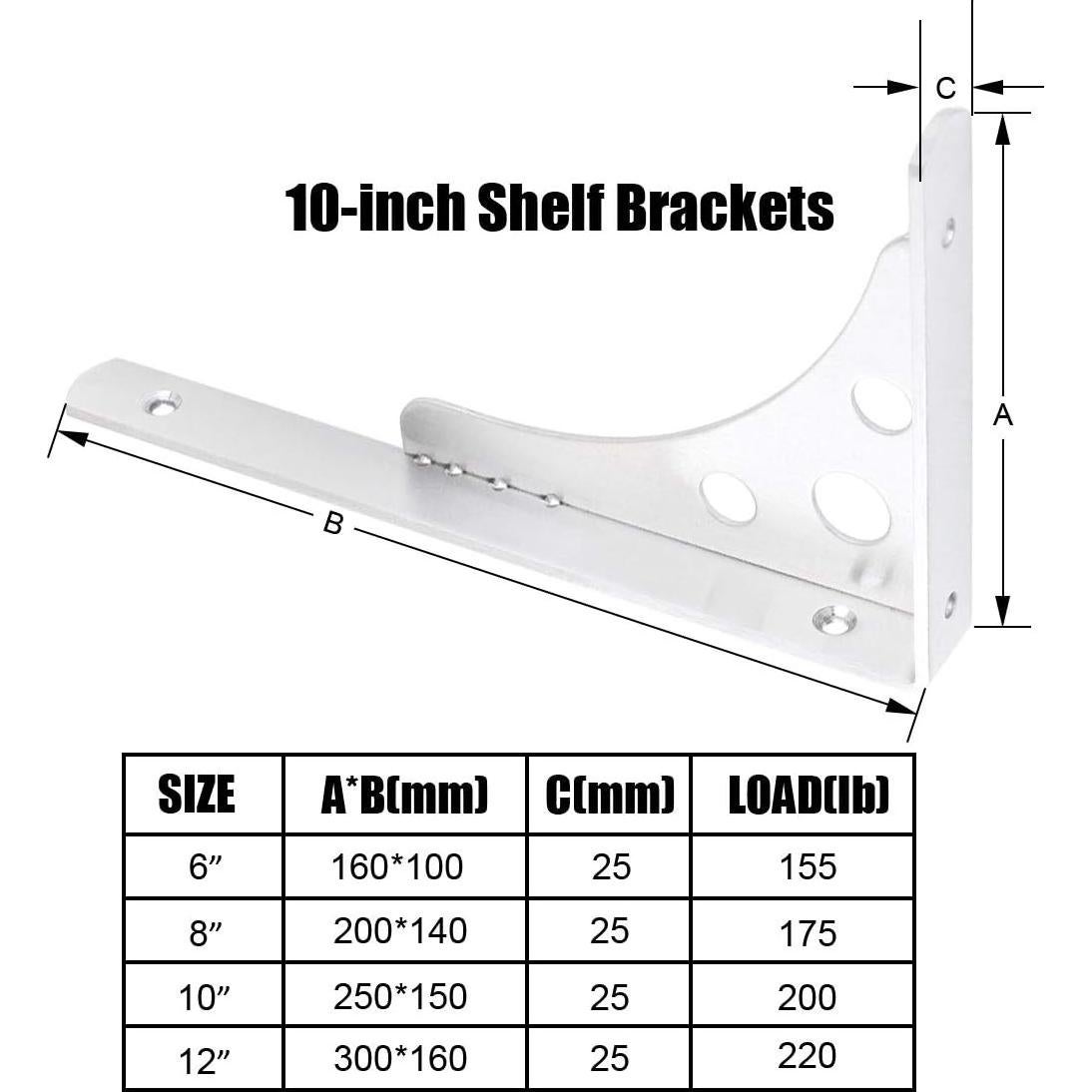 Soporte de Estante Flotante CBTONE 10" Acero Inoxidable 4 Pcs