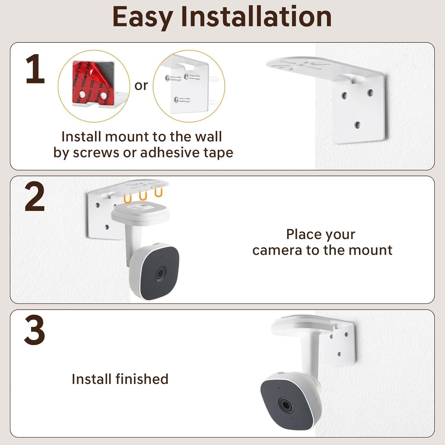 Soporte de Pared Metal para Cámara Seguridad myQ - Instalación Fácil