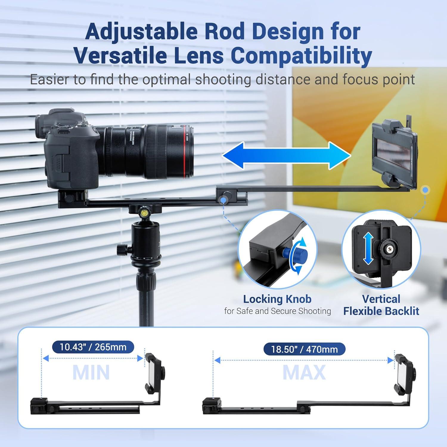 Digitalizador de Película JJC SlideRail 35mm/120 con Riel Ajustable