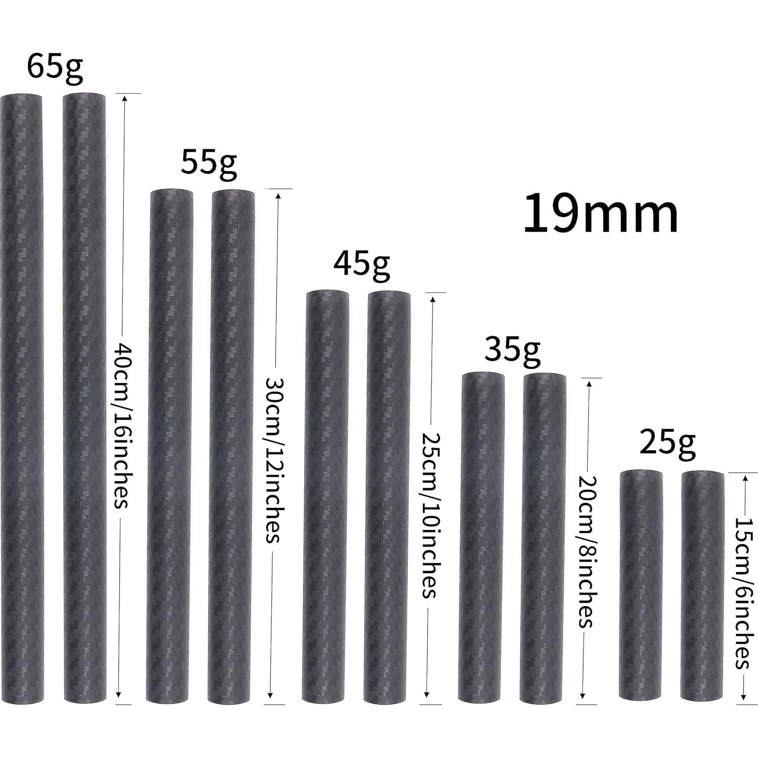 Varillas de Fibra de Carbono 40cm FocusFoto - Paquete de 2