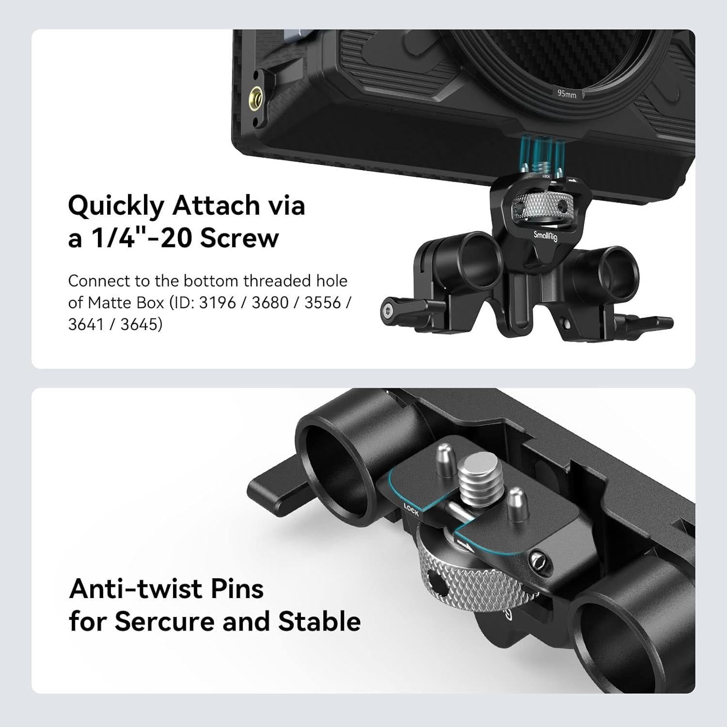 Soporte de Varilla LWS 15mm SMALLRIG 3652 Ajustable Antitorción