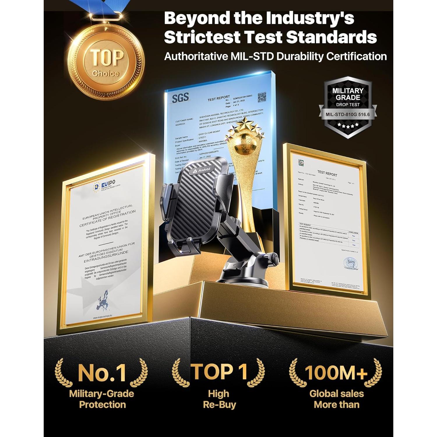 Soporte para Teléfono de Coche Andobil 3 en 1 - Negro