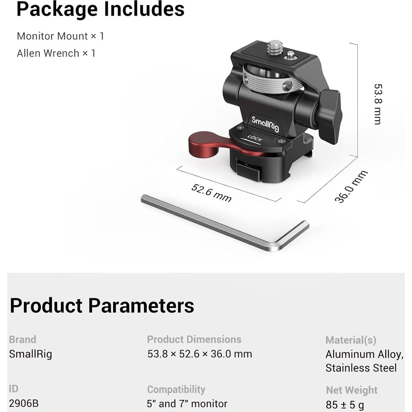 Soporte de Monitor Ajustable SmallRig 2906B para 5" y 7"