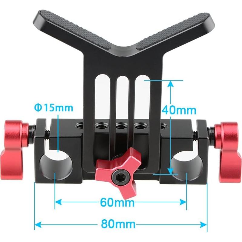 Soporte de Lente CAMVATE 15mm Ajustable Aluminio Rojo