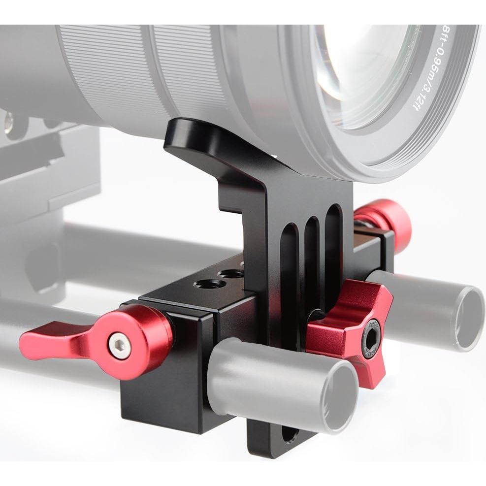 Soporte de Lente CAMVATE 15mm Ajustable Aluminio Rojo