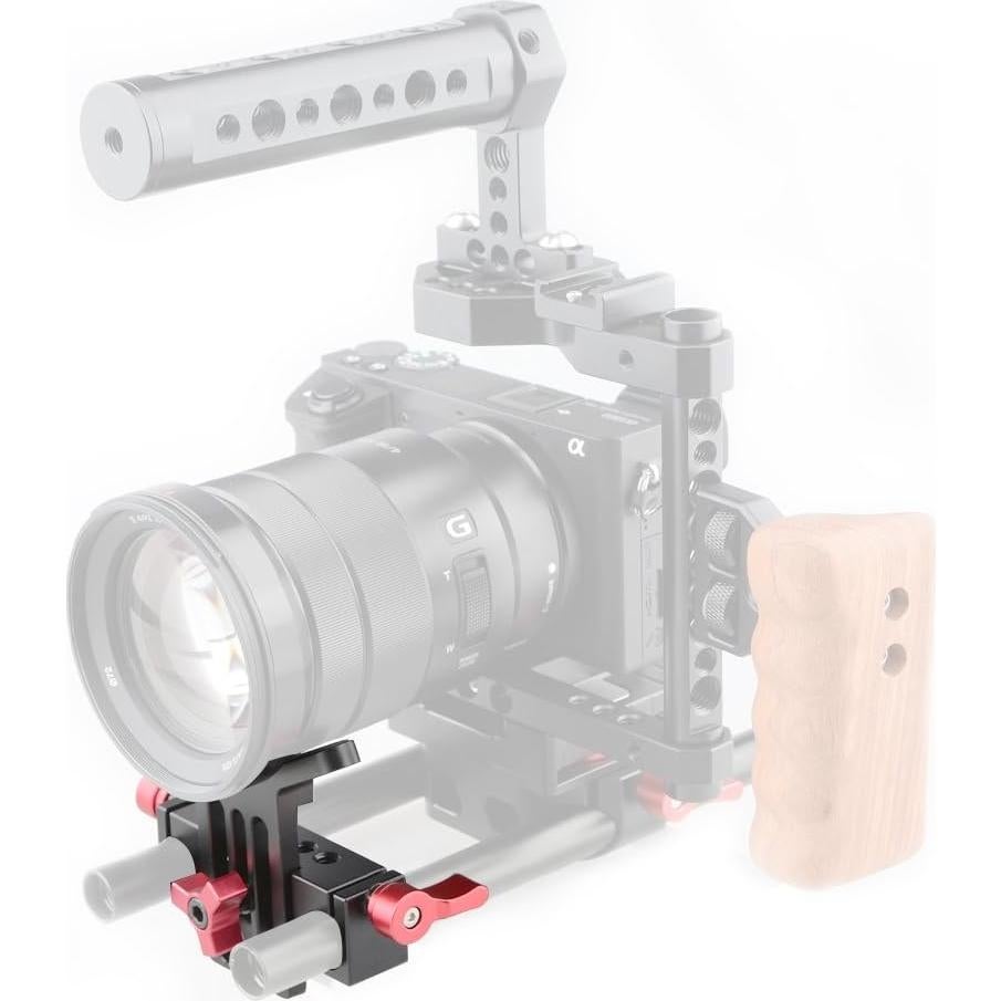 Soporte de Lente CAMVATE 15mm Ajustable Aluminio Rojo