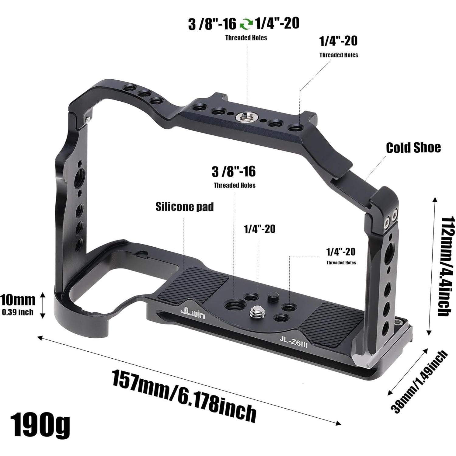 Jaula de Cámara FocusFoto para Nikon Z6 III - Aluminio CNC