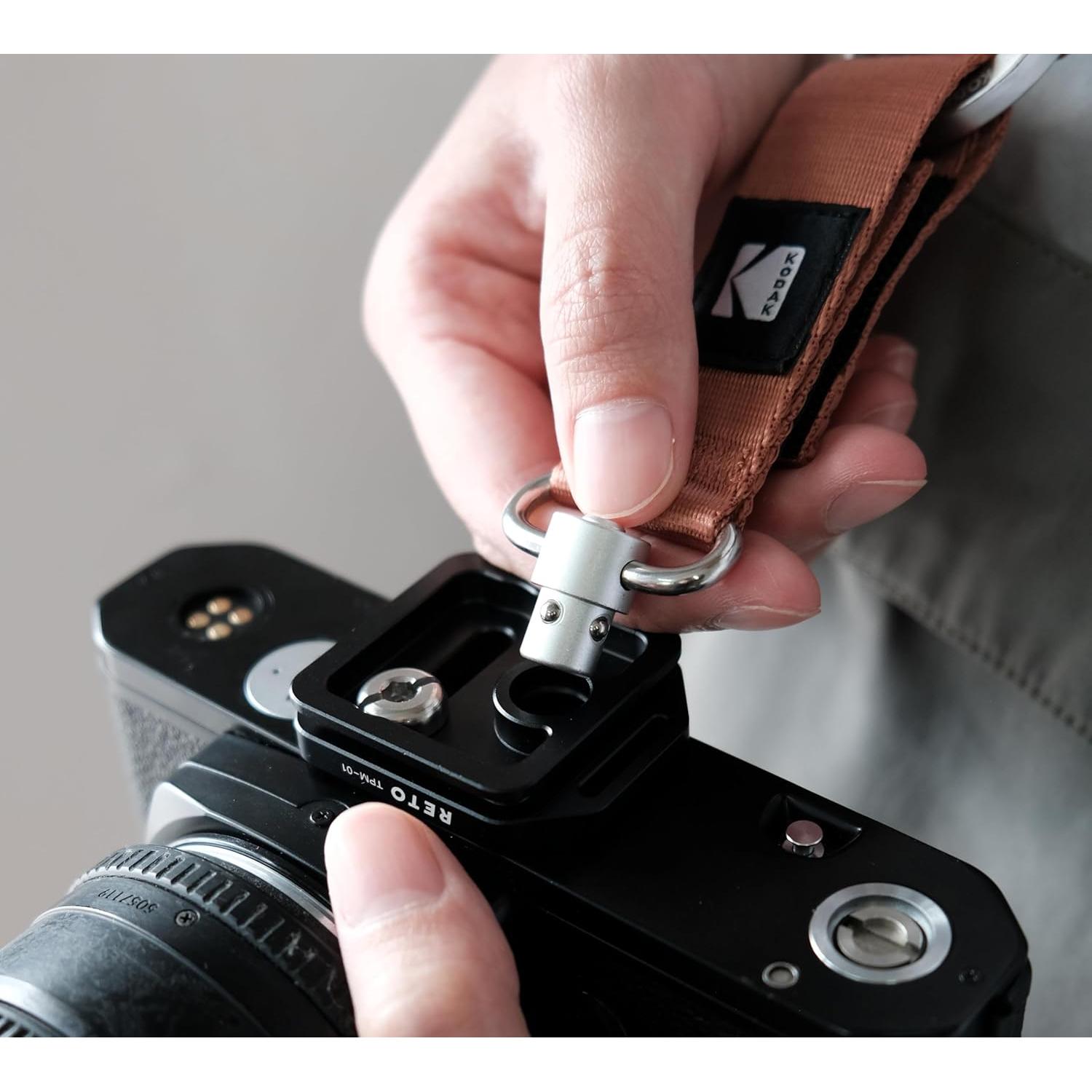 RETO Quick Release Plate TPM-01 with 1/4"-20 Screw - QD System and Arca Swiss System Compatible, Applicable for Kodak Camera Strap and Camera Strap with QD Sling Swivel, Side Strap Hole Available