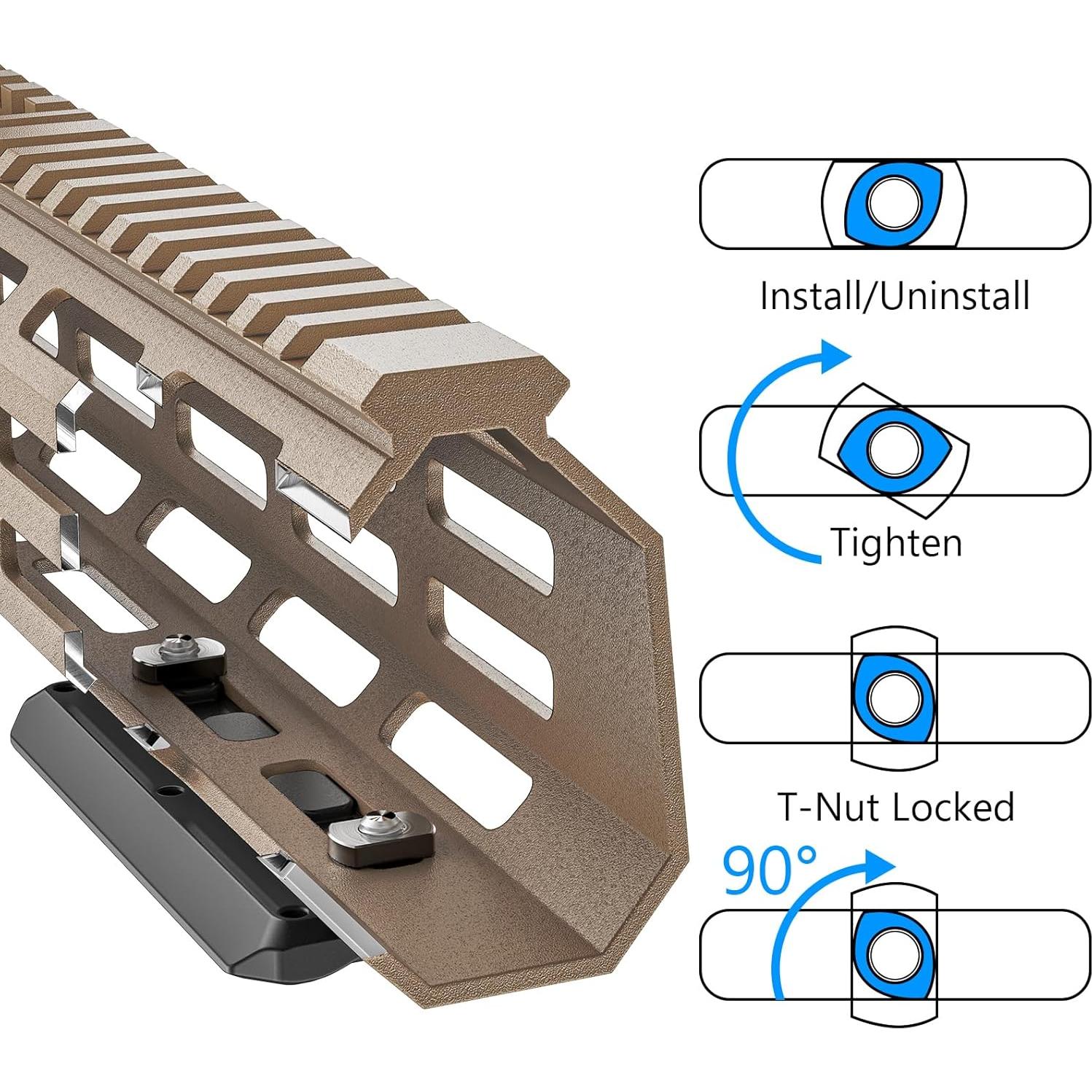 Adaptador Bipode WEYLLAN Mlok Arca Rail MK80 Aluminio 80mm