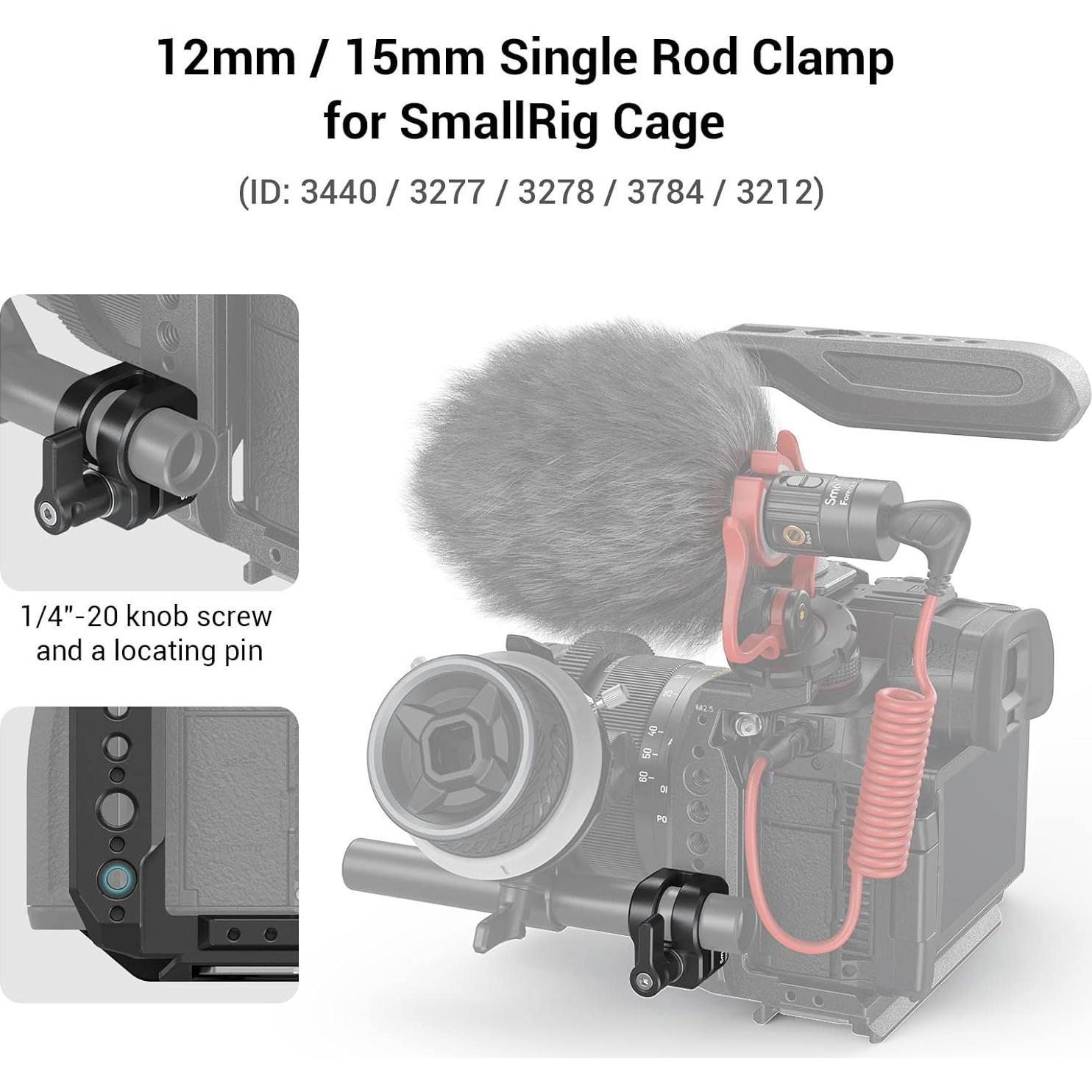 Abrazadera de Varilla Simple 12mm/15mm SMALLRIG 3598