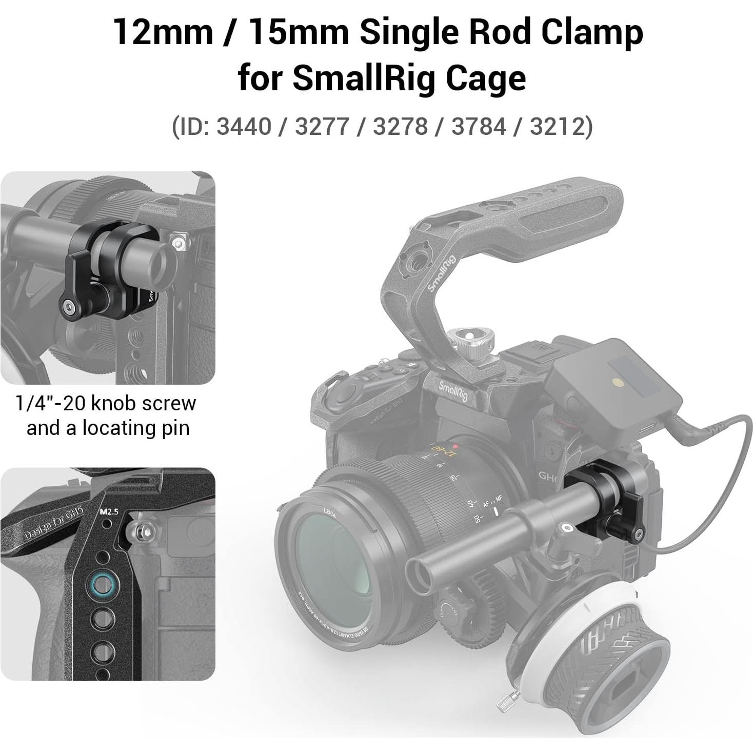 Abrazadera de Varilla Simple 12mm/15mm SMALLRIG 3598
