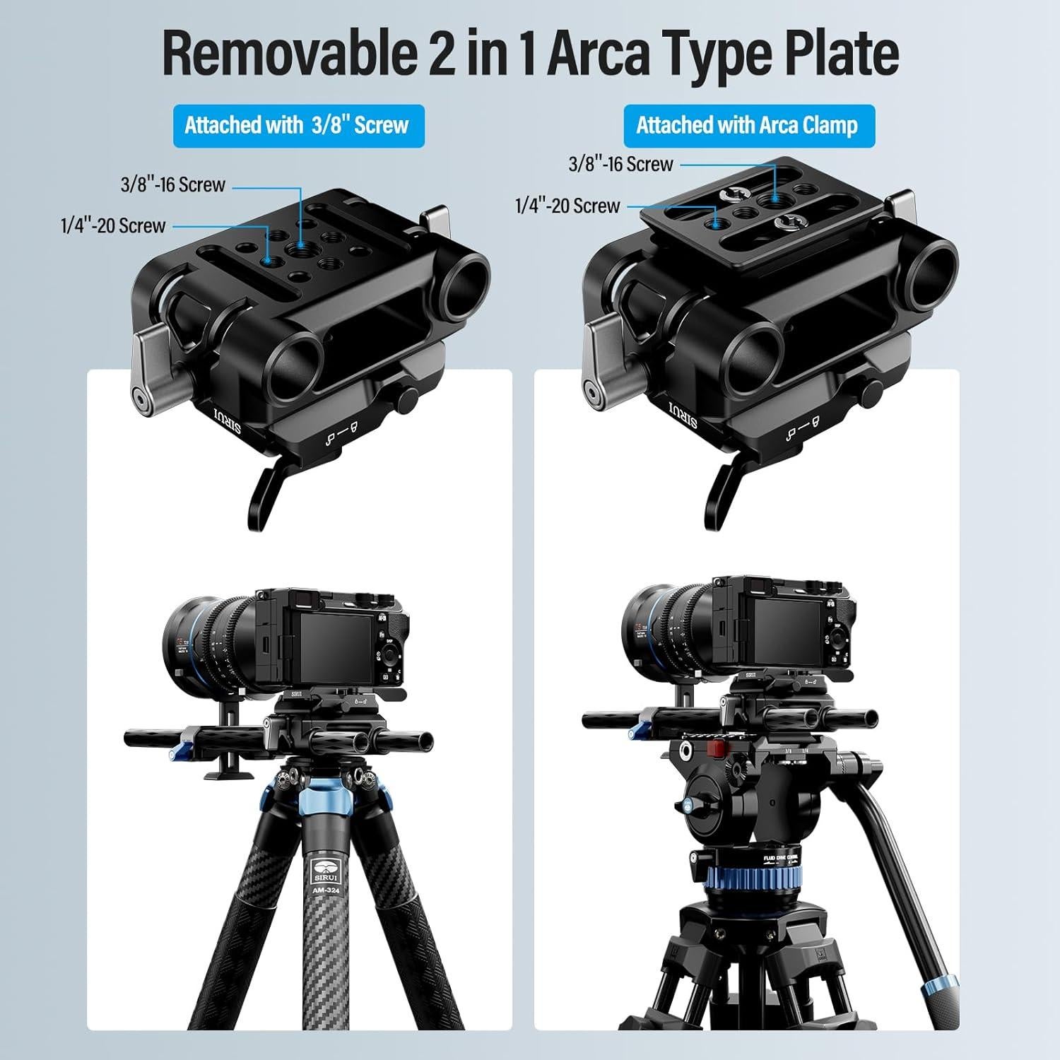Sistema de Soporte de Riel de 15mm SIRUI con Placa ARCA