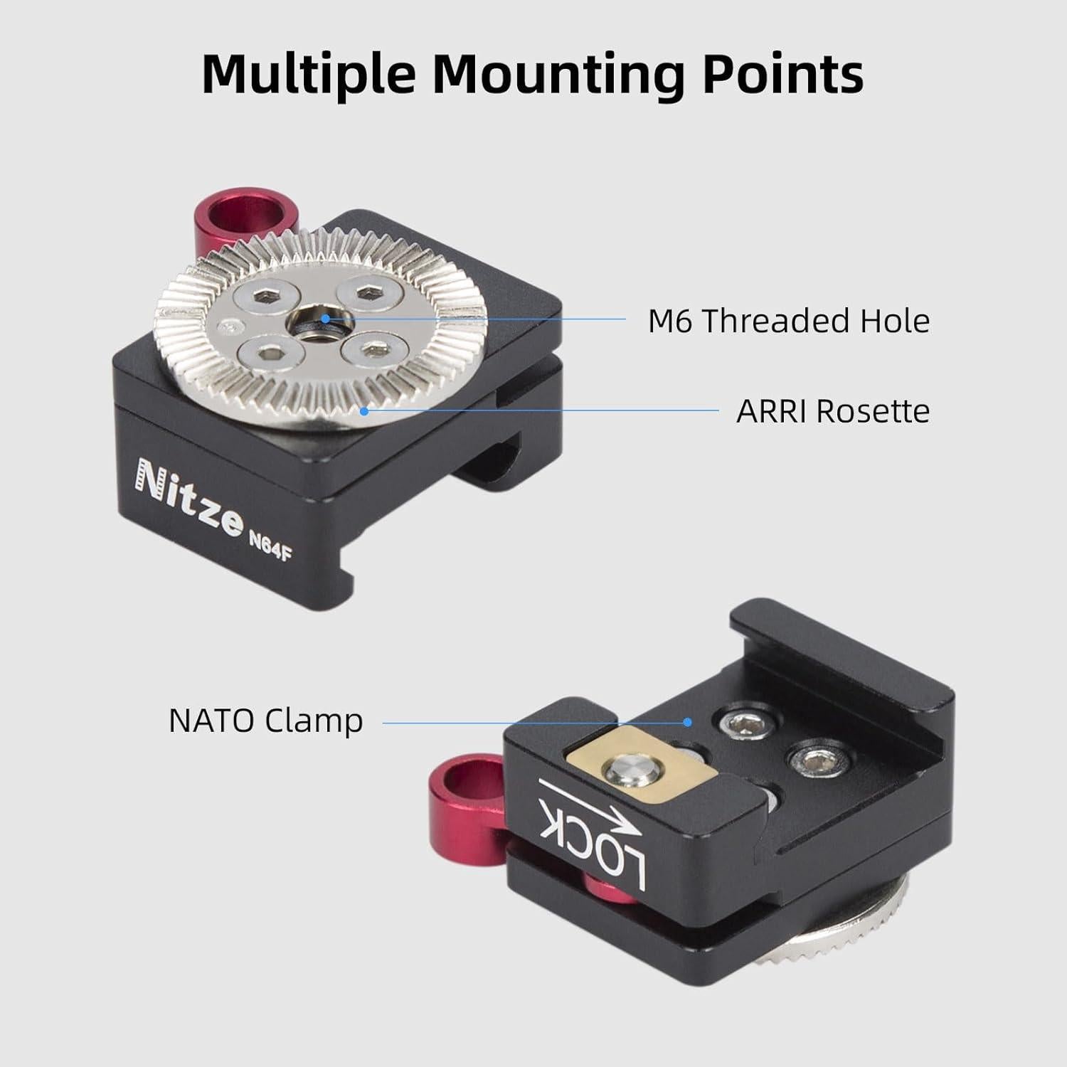 Abrazadera NATO Nitze N64F con roseta ARRI estándar 39g